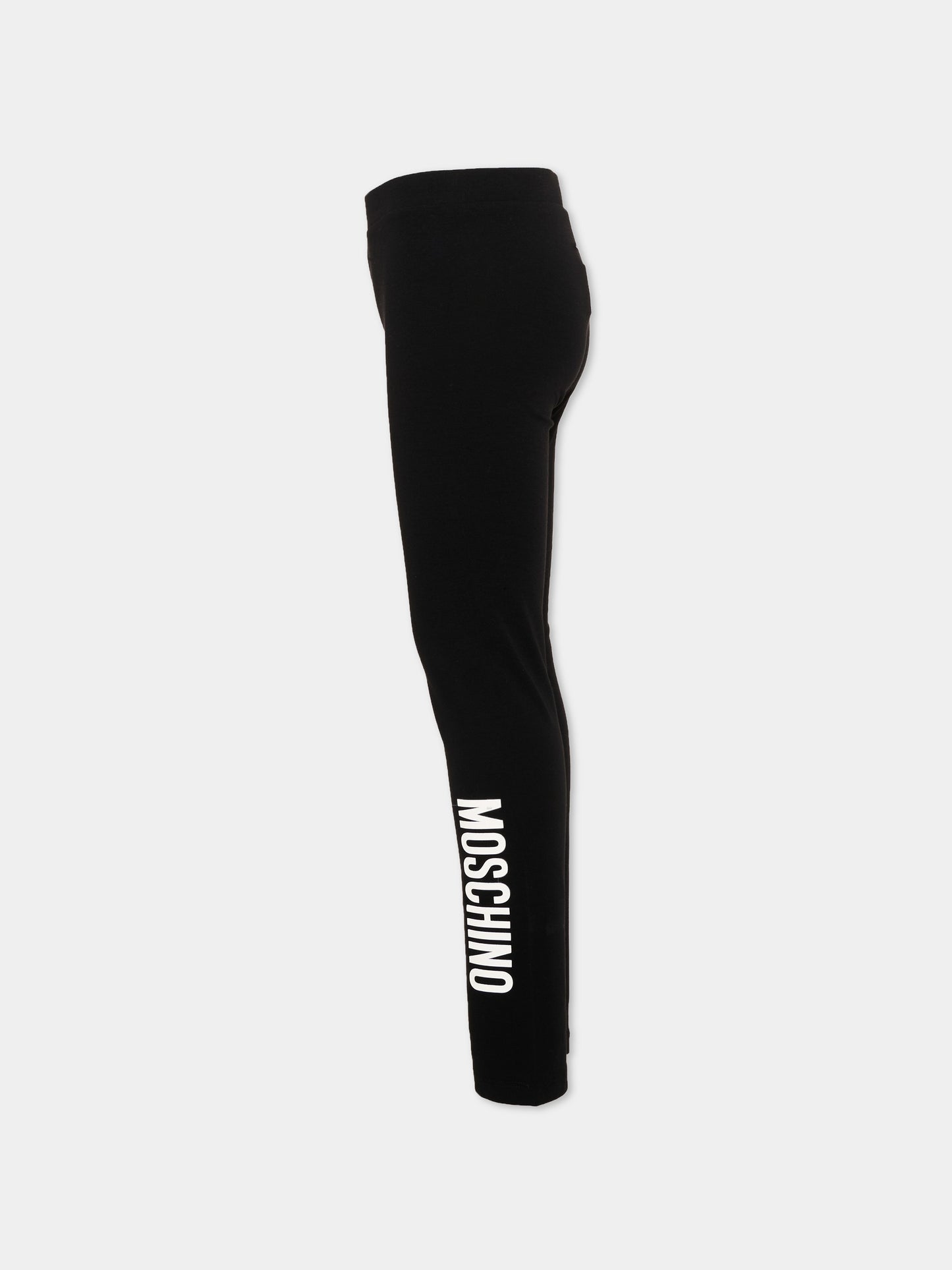 Leggings nero per bambina con logo,Moschino Kids,HDP07D LBA42 60100
