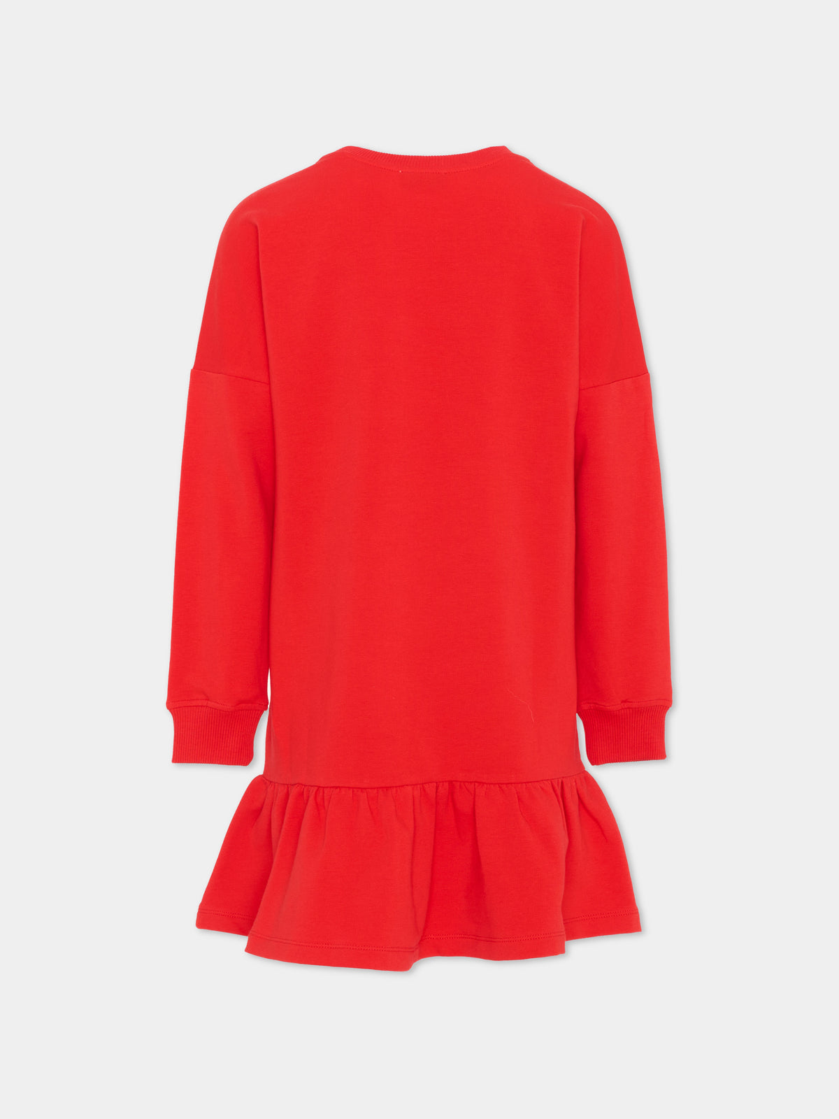 Vestito a manica lunga rosso per bambina con Teddy Bear,Moschino Kids,HDV0I3 LDA18 50109