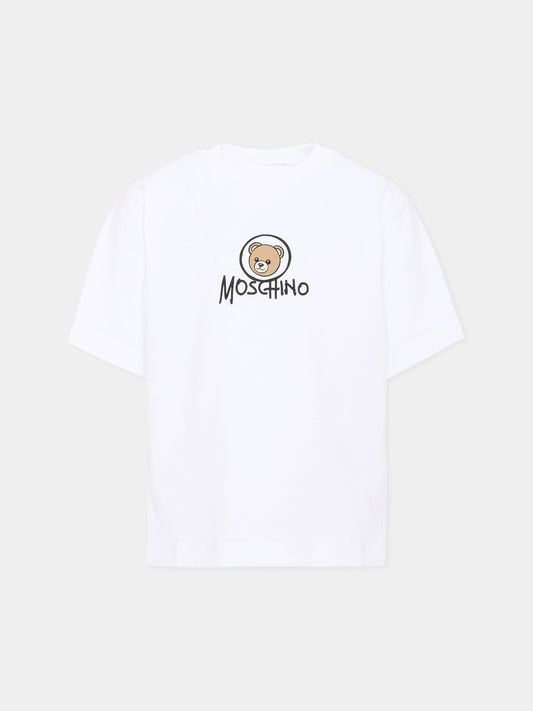 T-Shirt bianca per bambini con Teddy Bear,Moschino Kids,HMM05W LAA34 10101