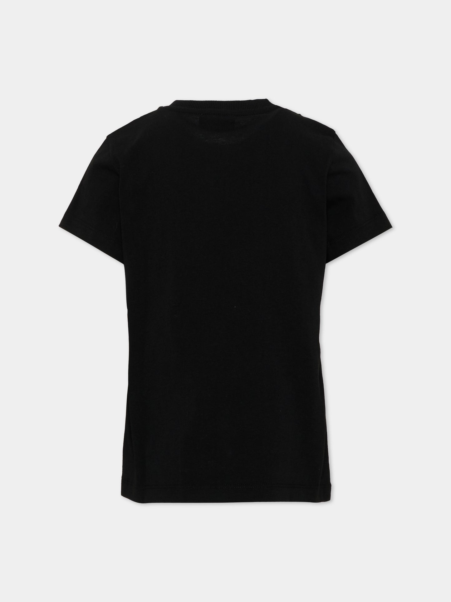 T-Shirt nera per bambino con logo,Moschino Kids,HPM05V LAA59 60100