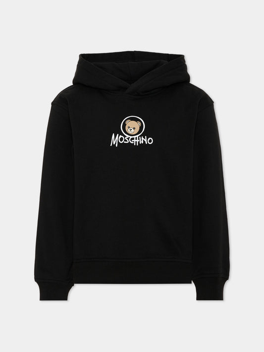 Felpa nera per bambini con Teddy Bear,Moschino Kids,HUF0A7 LCA83 60100