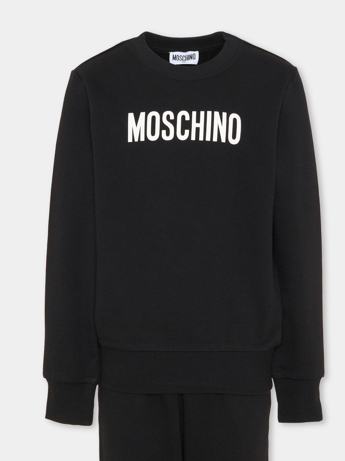Completo sportivo lungo nero per bambini con logo,Moschino Kids,HUK04S LCA93 60100