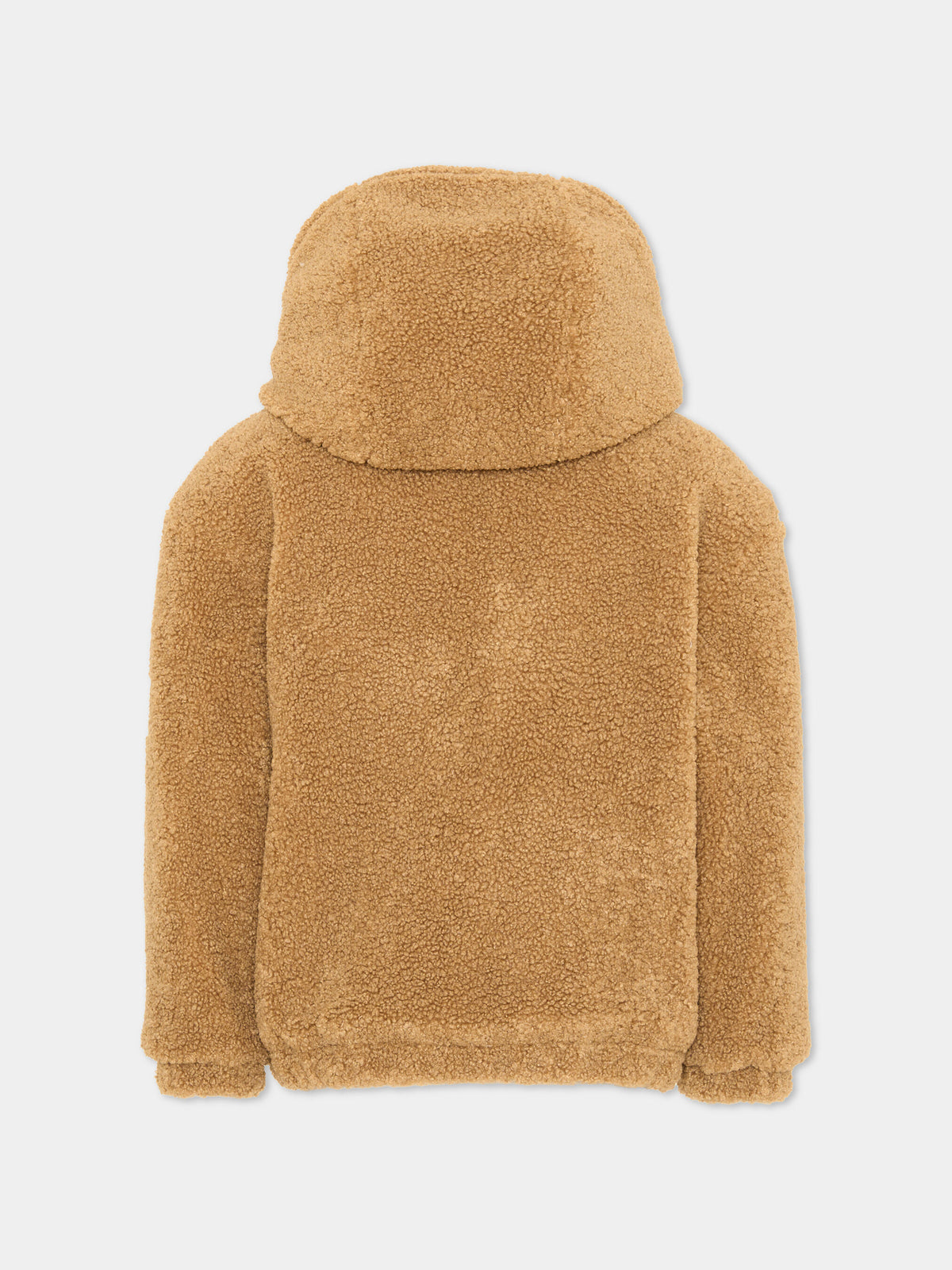 Ecopelliccia beige con cappuccio per bambini,Moschino Kids,HUS05R LIA00 20351