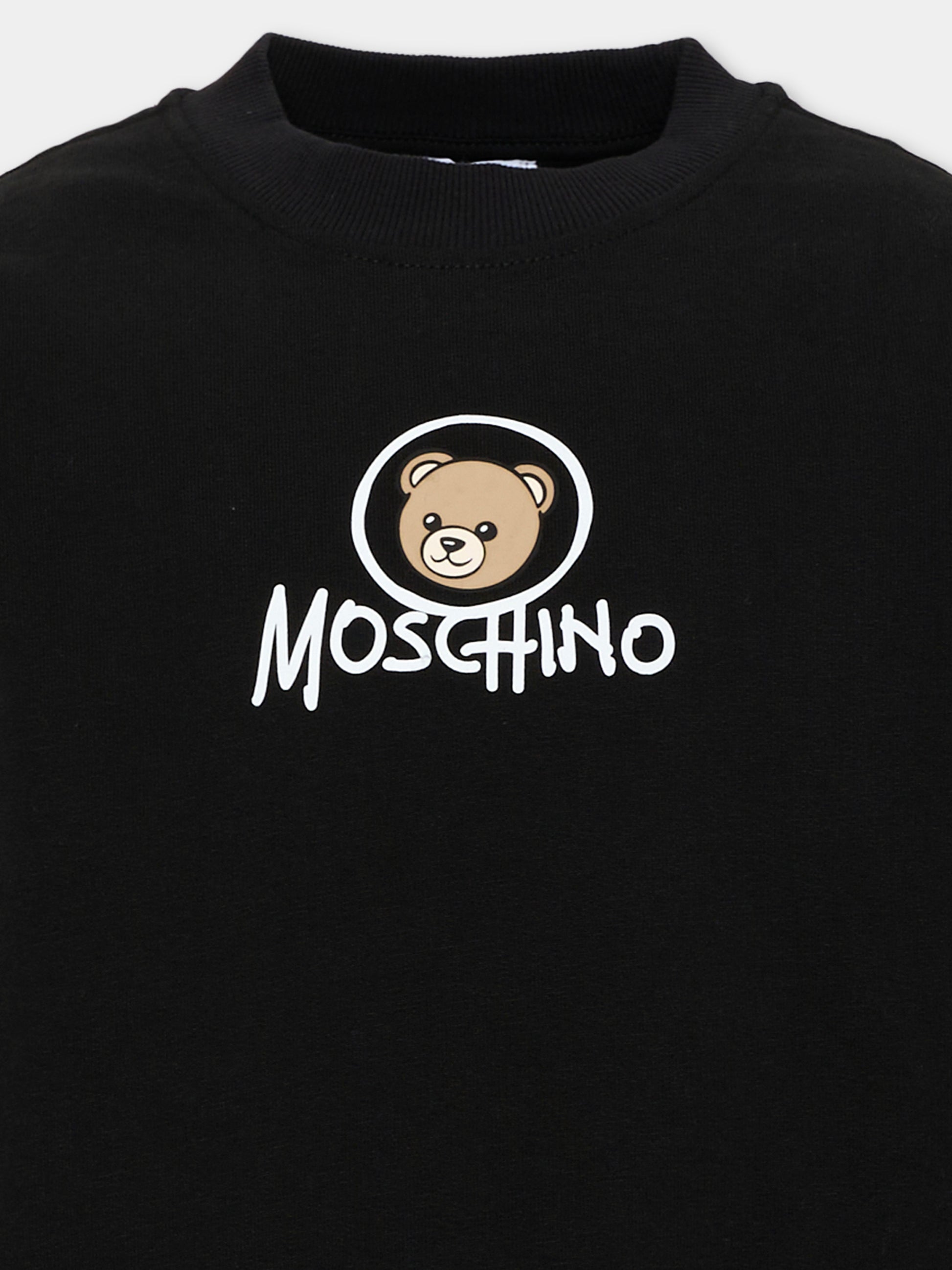 Felpa nera per bambini con Teddy Bear,Moschino Kids,HXF08V LCA83 60100
