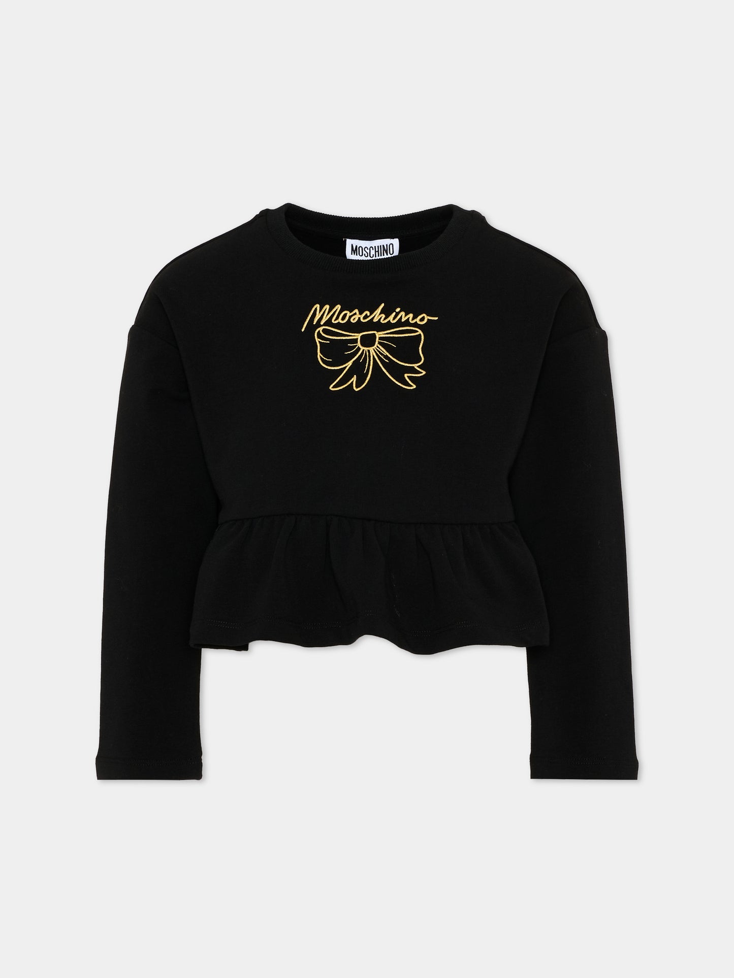 Felpa nera per bambina con logo,Moschino Kids,HDF06H LDA18 60100