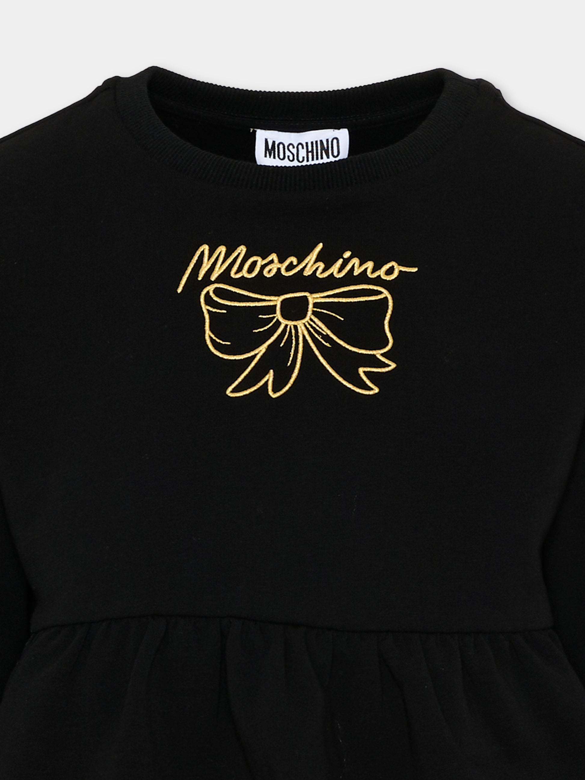 Felpa nera per bambina con logo,Moschino Kids,HDF06H LDA18 60100