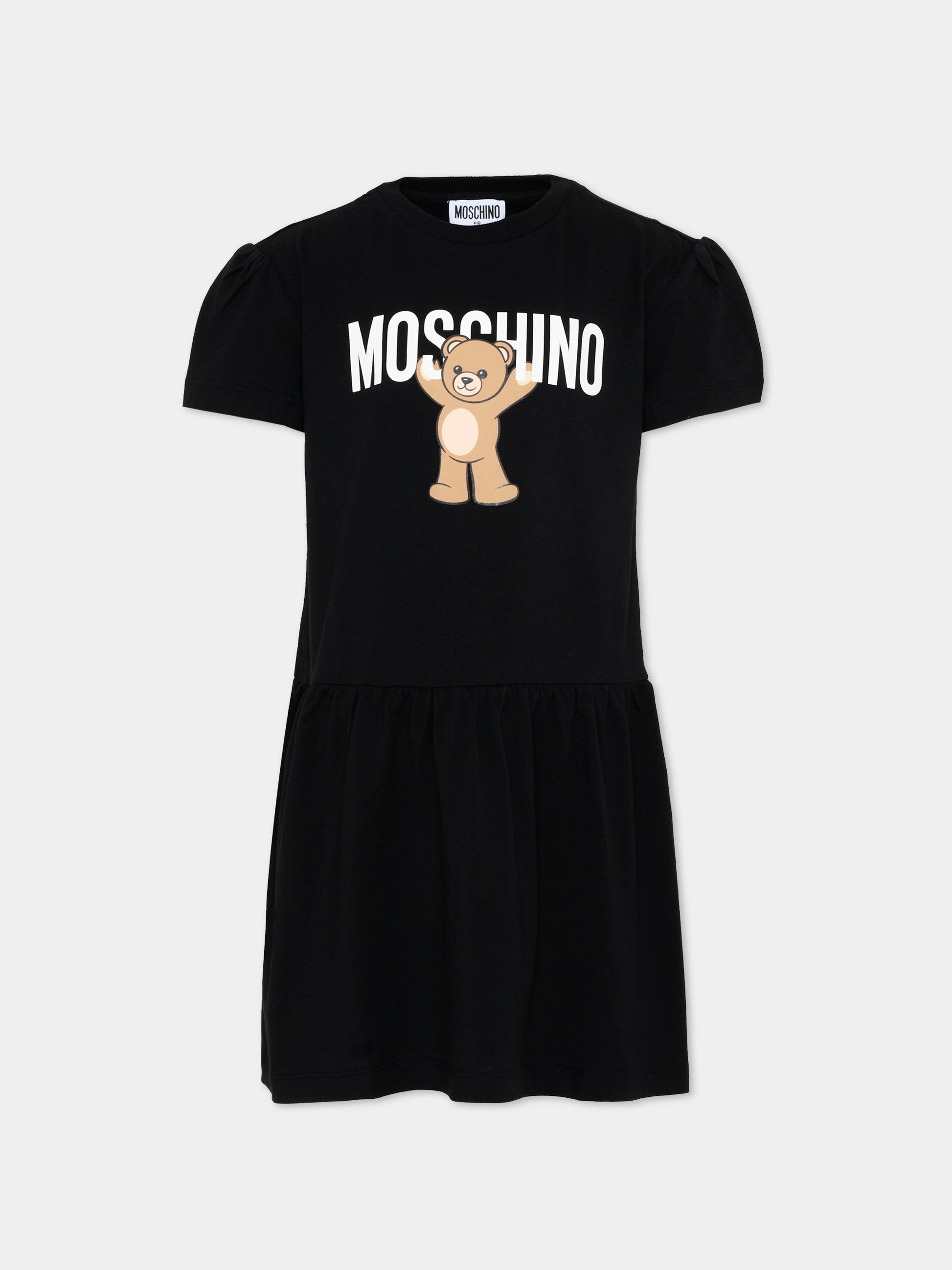 Vestito nero per bambina con Teddy Bear,Moschino Kids,HDV0H9 LAA10 60100