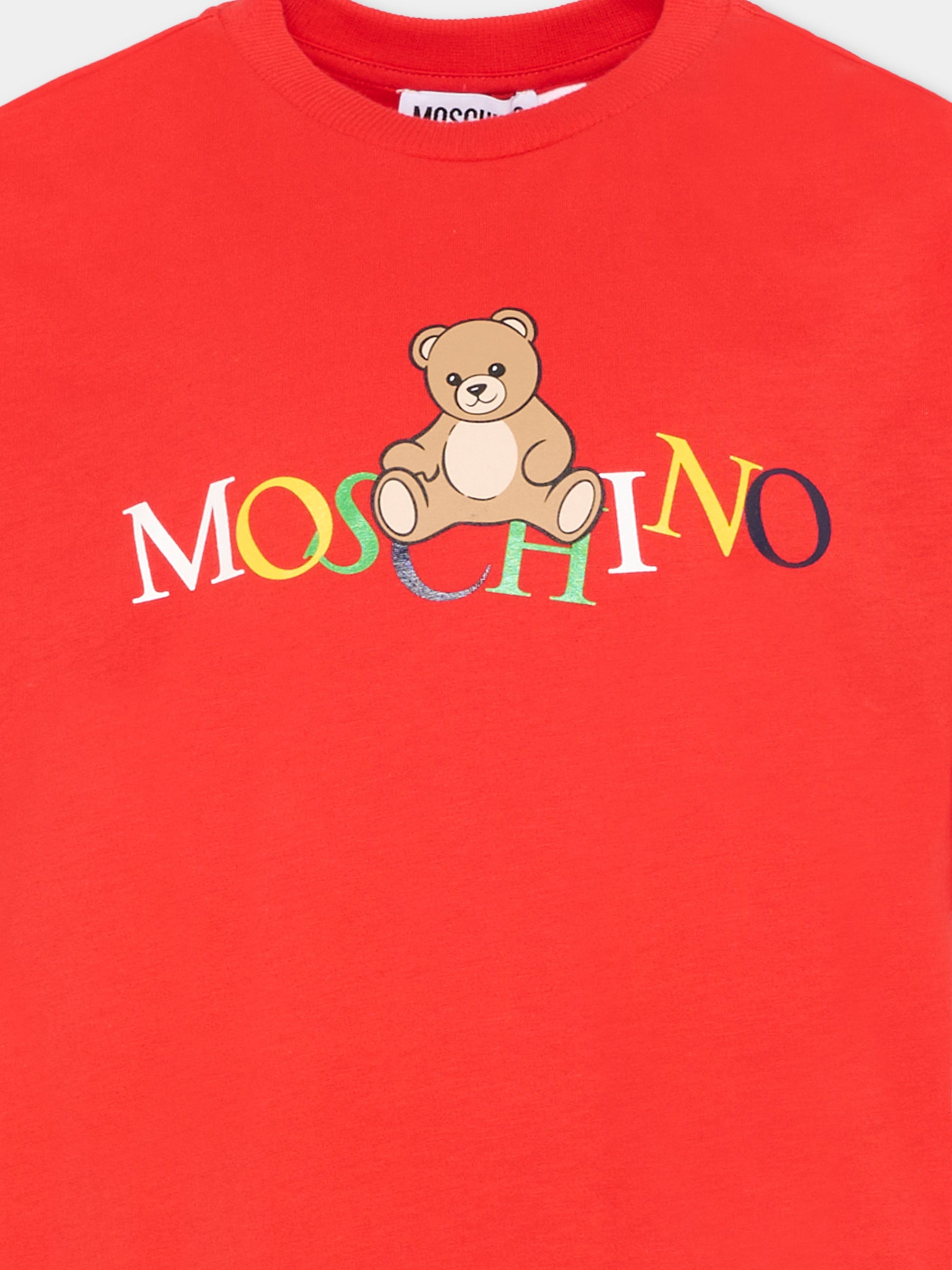 T-Shirt rossa per bambini con Teddy Bear,Moschino Kids,HPM05G LAA10 50109