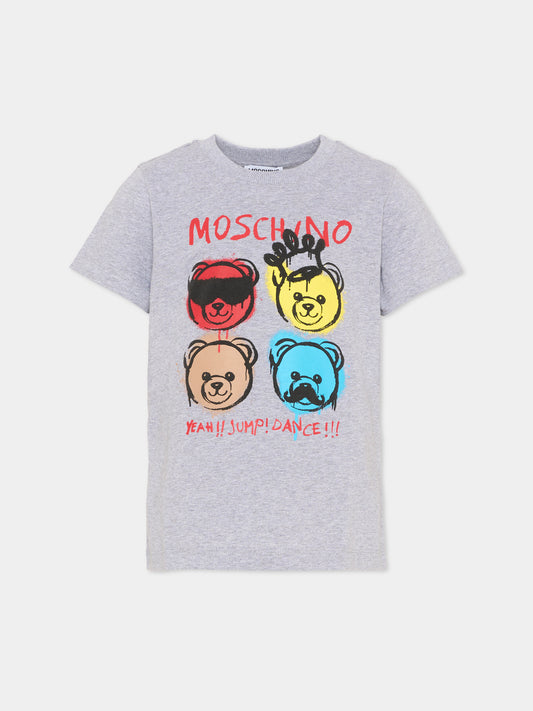 T-Shirt grigia per bambino con Teddy Bear,Moschino Kids,HSM058 LAA20 60901