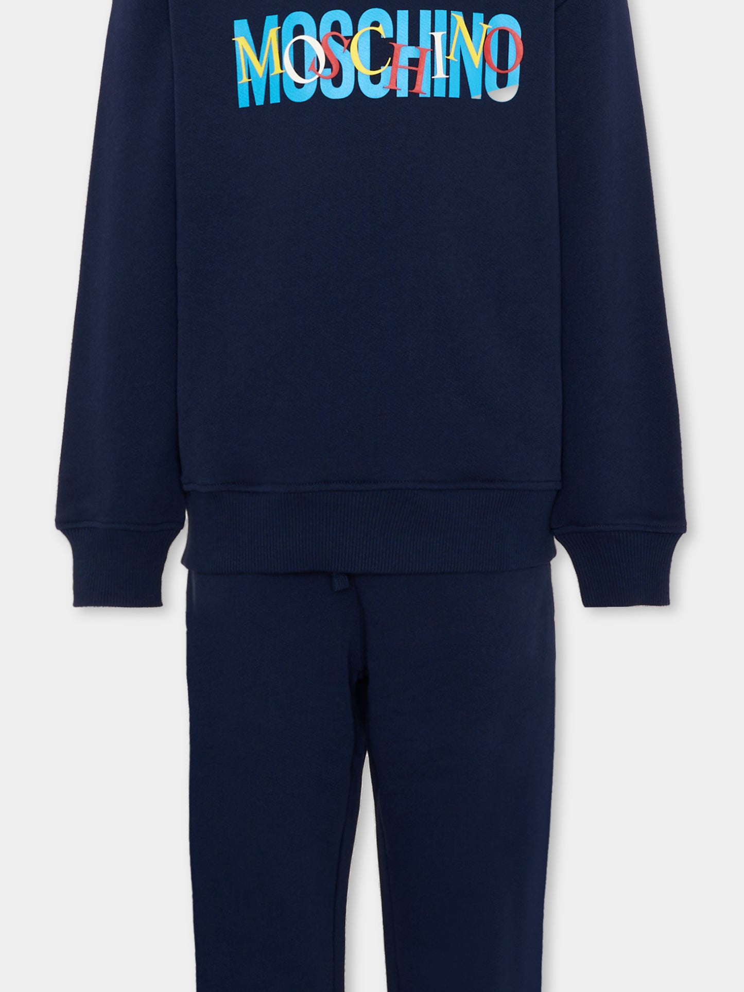 Completo sportivo blu per bambini con logo,Moschino Kids,HUK04D LCA23 40016