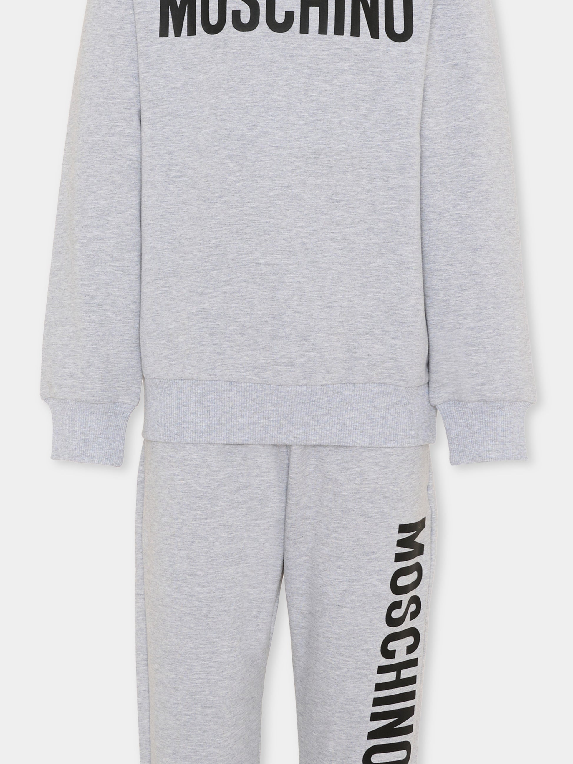 Completo sportivo grigio per bambini con logo,Moschino Kids,HUK04E LDA21 60901