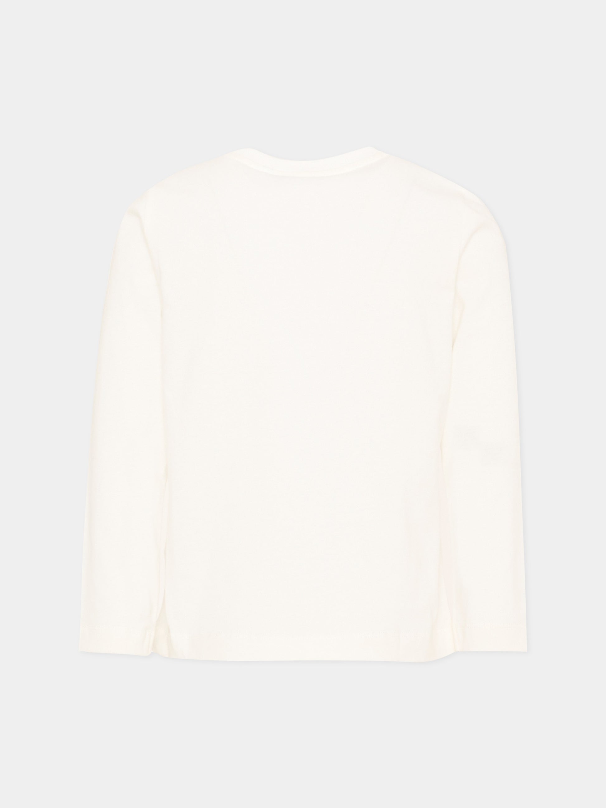 T-Shirt a manica lunga avorio per bambini con logo,Moschino Kids,HUO00Y LAA10 10063