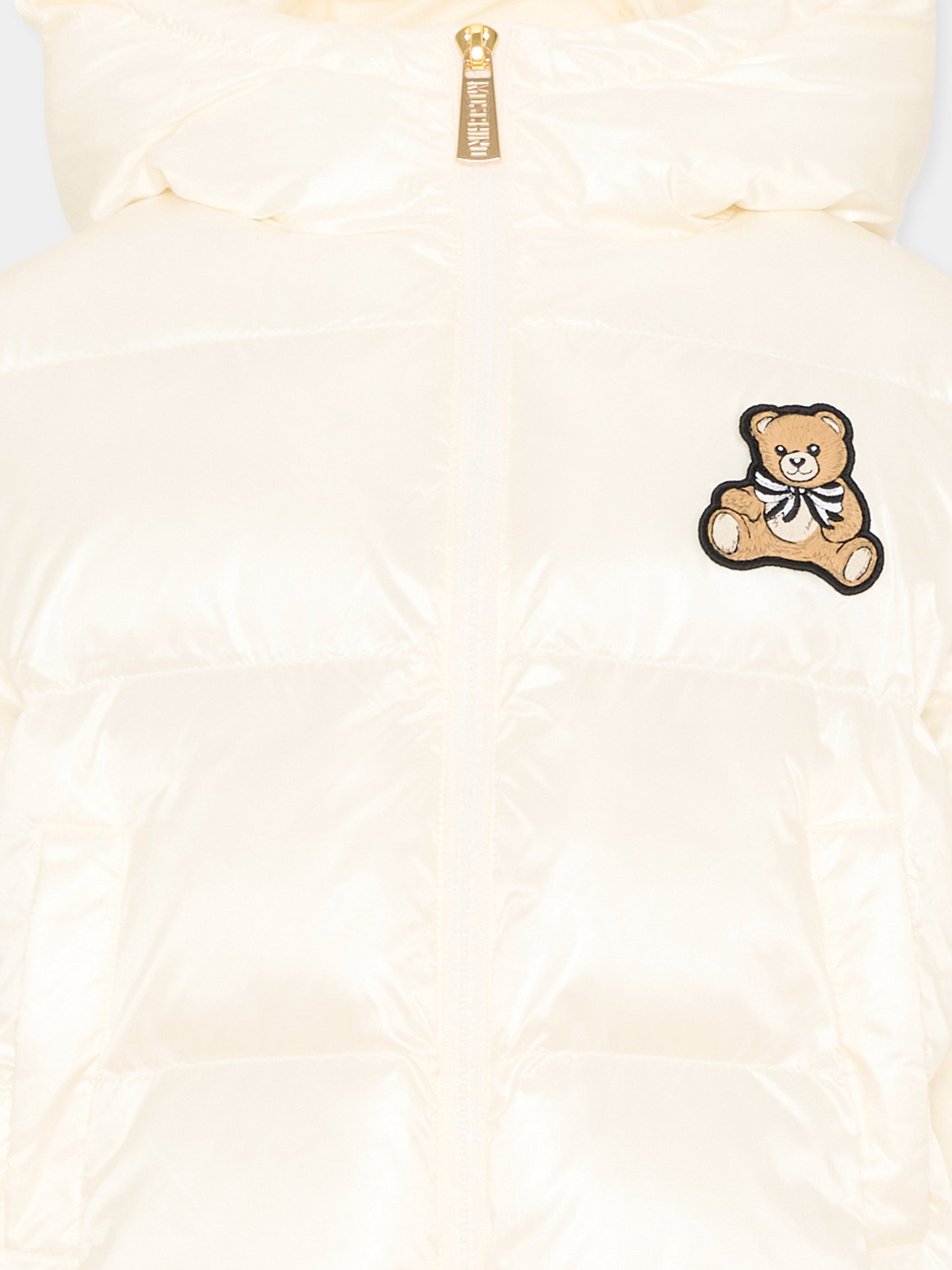 Piumino avorio per bambina con Teddy Bear,Moschino Kids,HDS053 L3AB4 10063