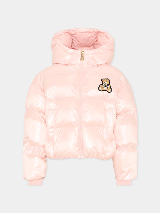 Piumino rosa per bambina con Teddy Bear,Moschino Kids,HDS053 L3AB4 50209