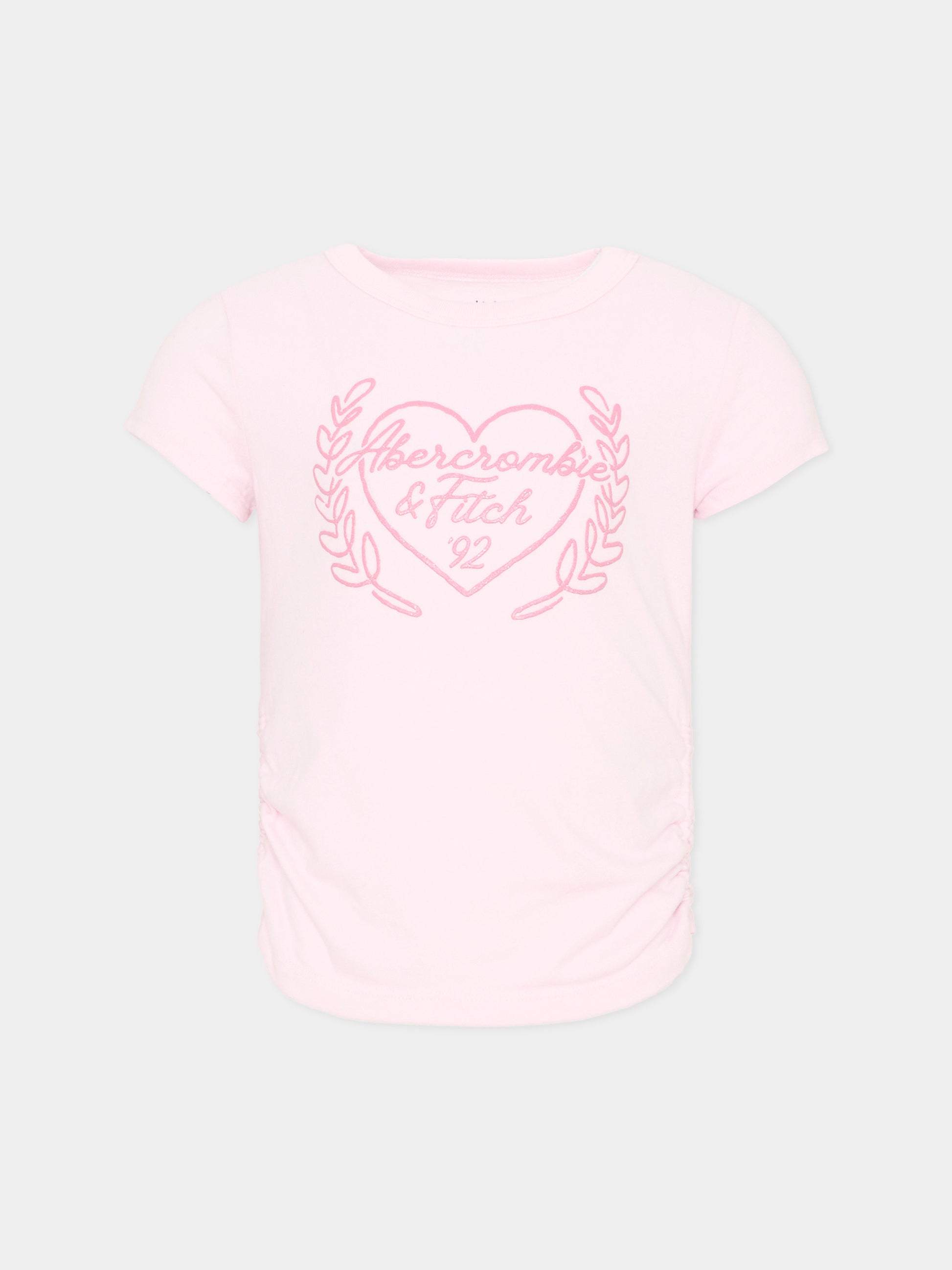 T-Shirt rosa per bambina con logo glitter,Abercrombie & Fitch,43AH35 ADM