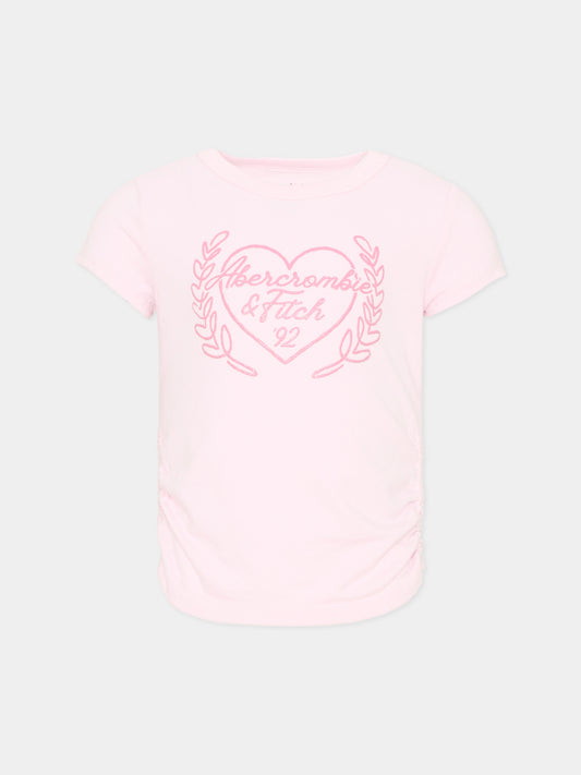 T-Shirt rosa per bambina con logo glitter,Abercrombie & Fitch,43AH35 ADM