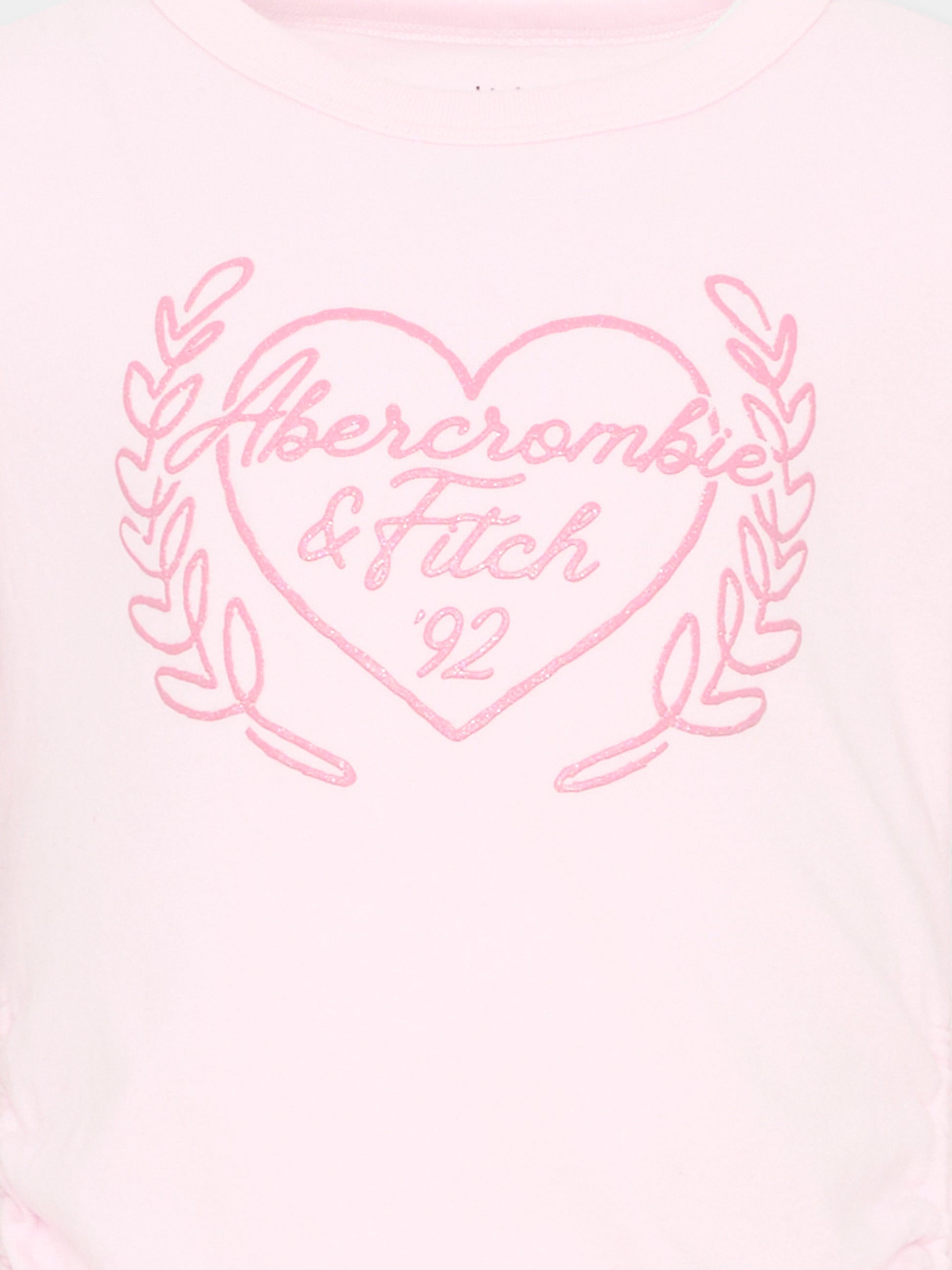 T-Shirt rosa per bambina con logo glitter,Abercrombie & Fitch,43AH35 ADM