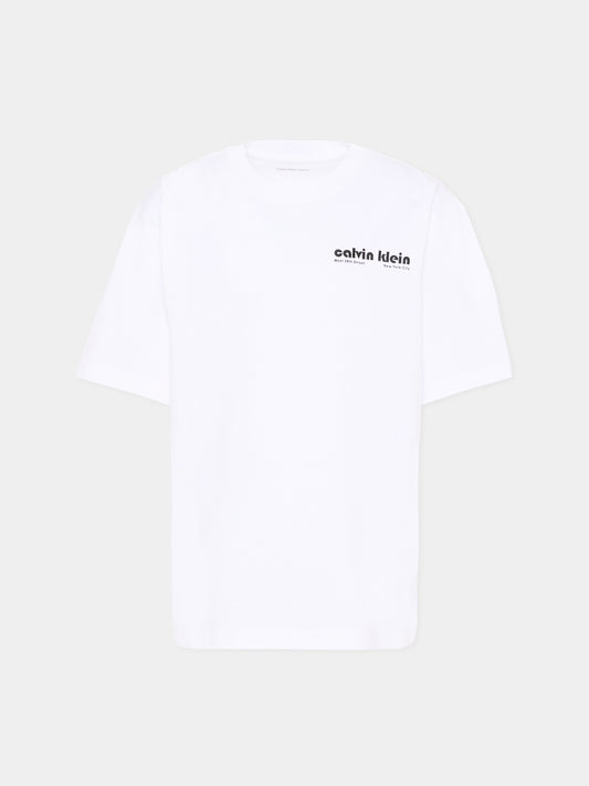 T-Shirt bianca per bambino con logo,Calvin Klein Kids,IB0IB02543 YAF