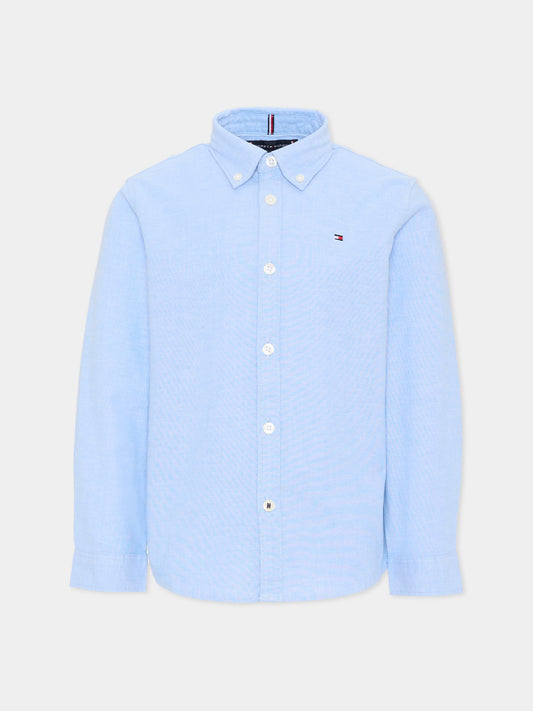 Camicia azzurra per bambino con Tommy flag,Tommy Hilfiger Junior,KB0KB06964 C1S