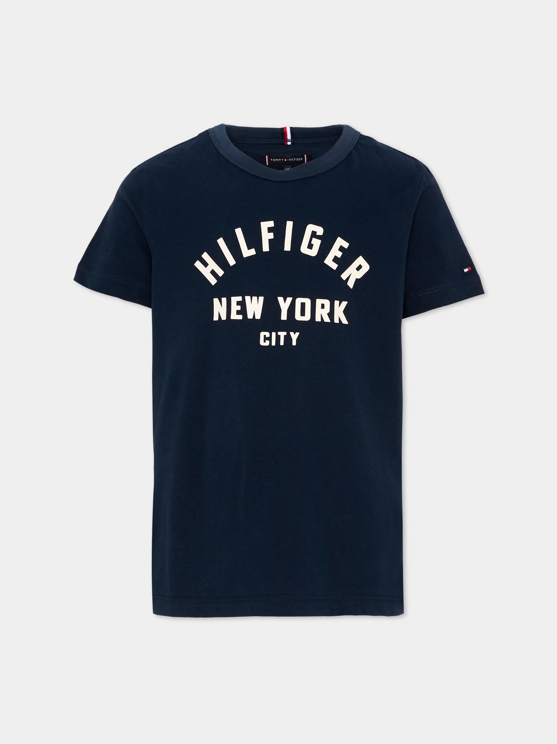T-Shirt blu per bambini con logo,Tommy Hilfiger Junior,KB0KB09800 C1G