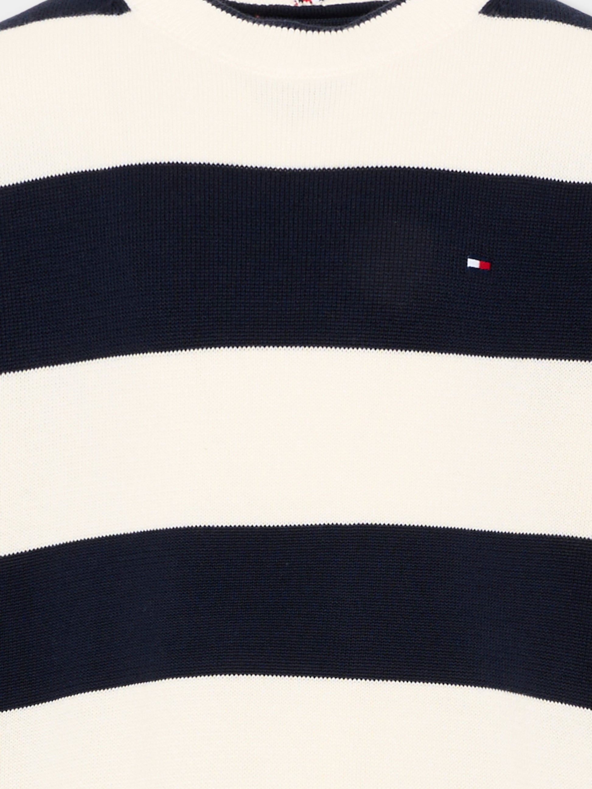 Maglia blu a righe per bambino con Tommy flag,Tommy Hilfiger Junior,KB0KB09809 C1G