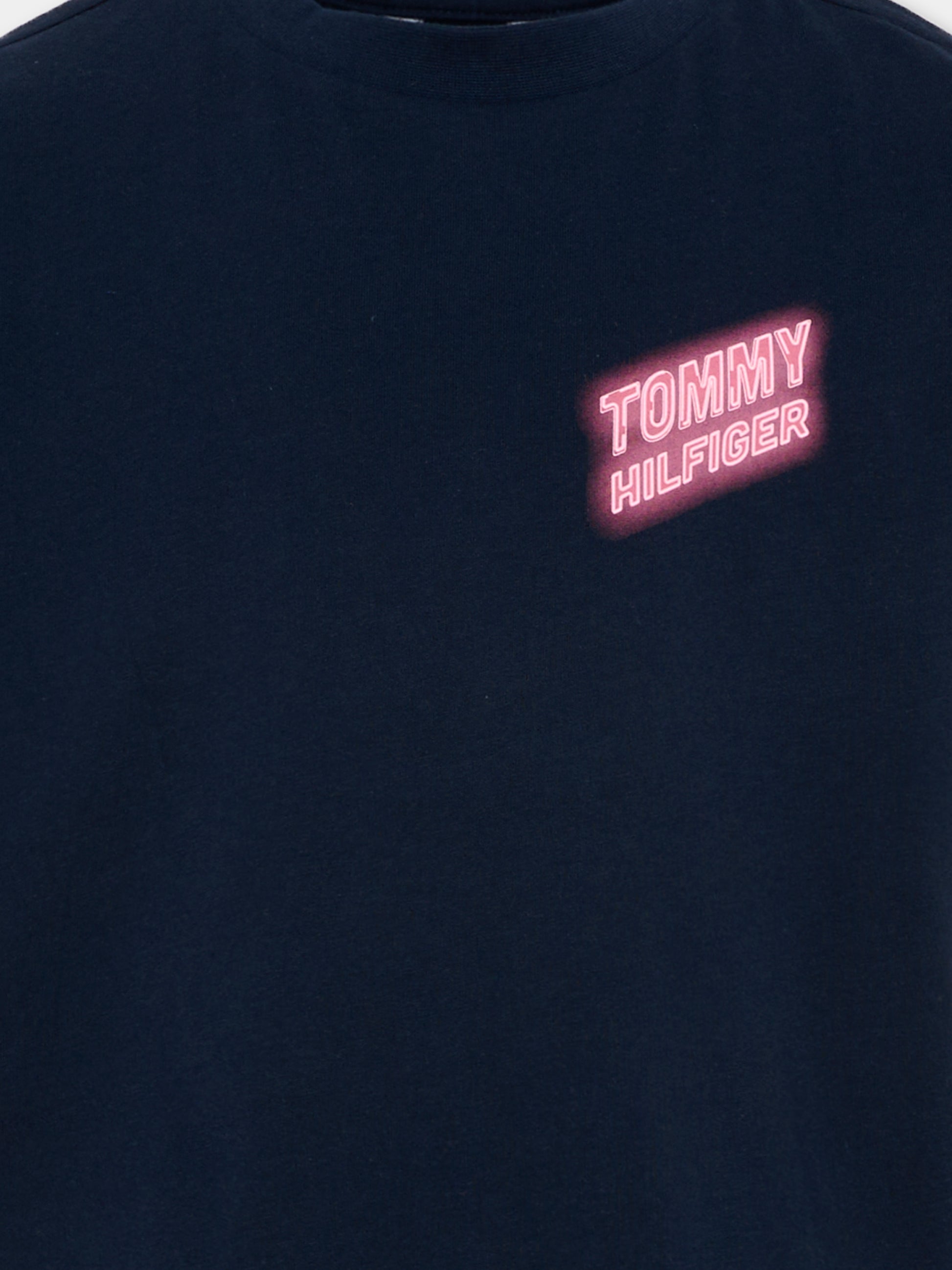 T-Shirt blu per bambino con stampa neon,Tommy Hilfiger Junior,KB0KB09849 C1G