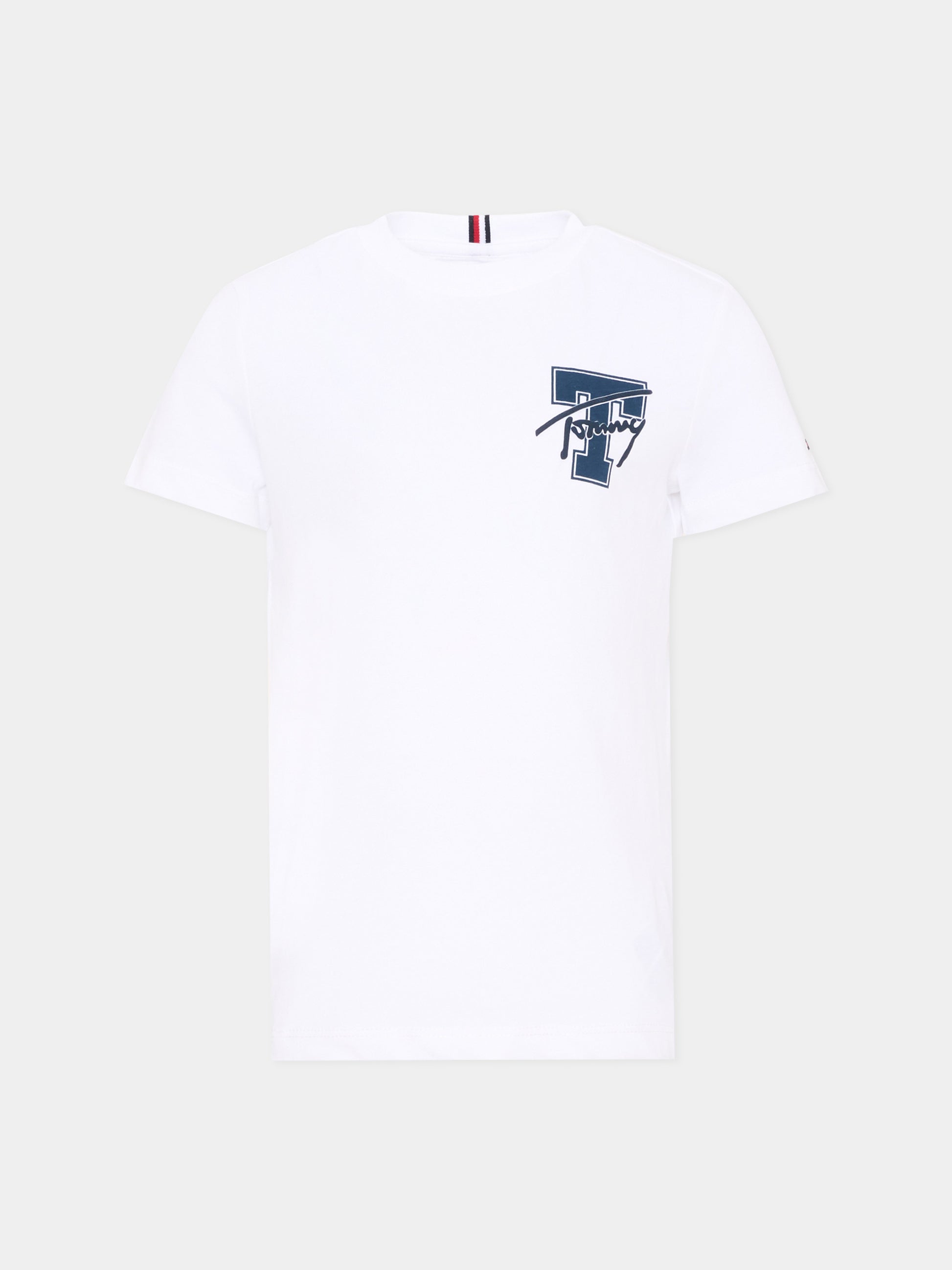 T-Shirt bianca per bambino con logo,Tommy Hilfiger Junior,KB0KB09868 YBR