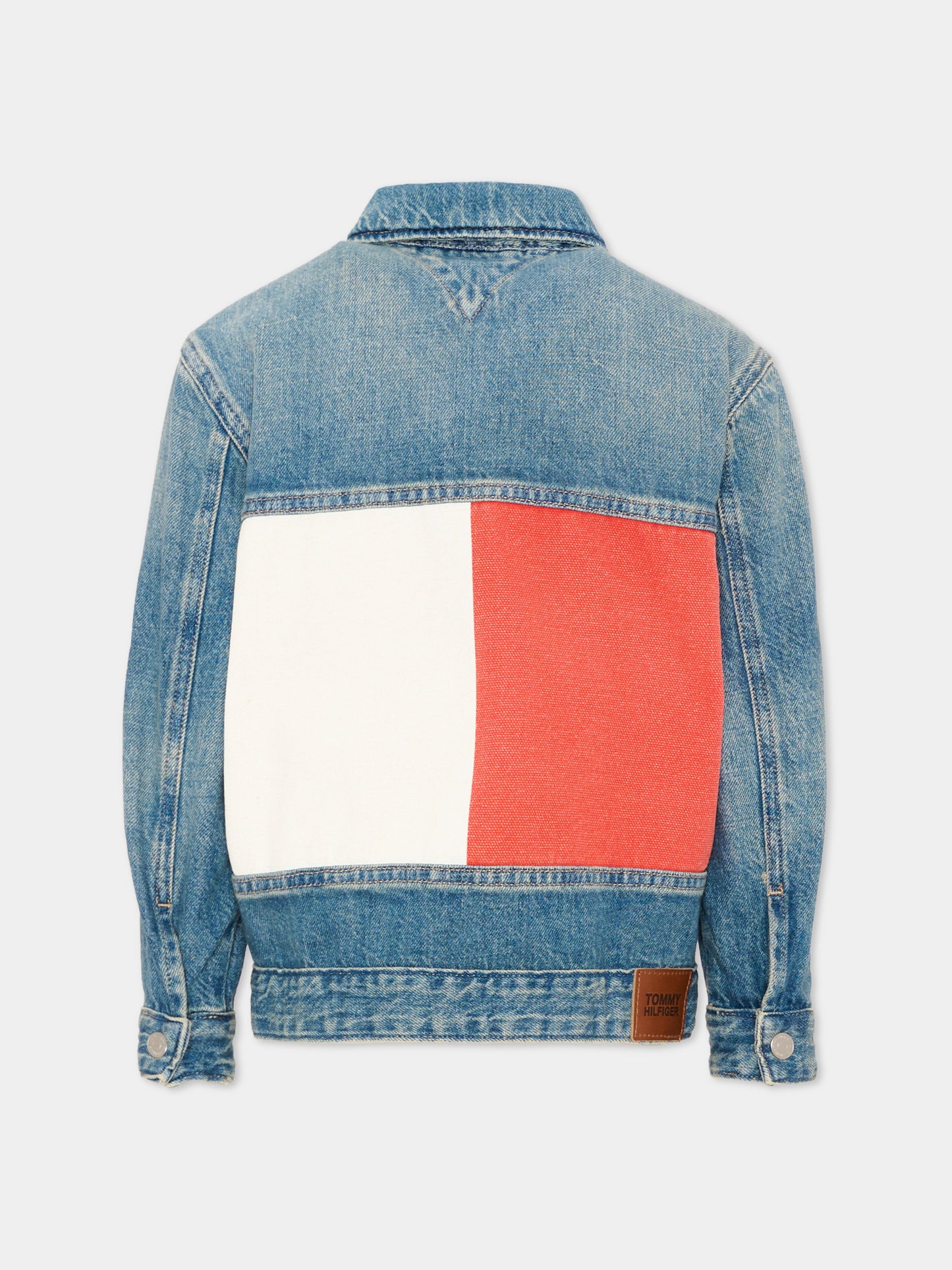 Giubbotto denim per bambino con maxi flag,Tommy Hilfiger Junior,KB0KB10108 1AP