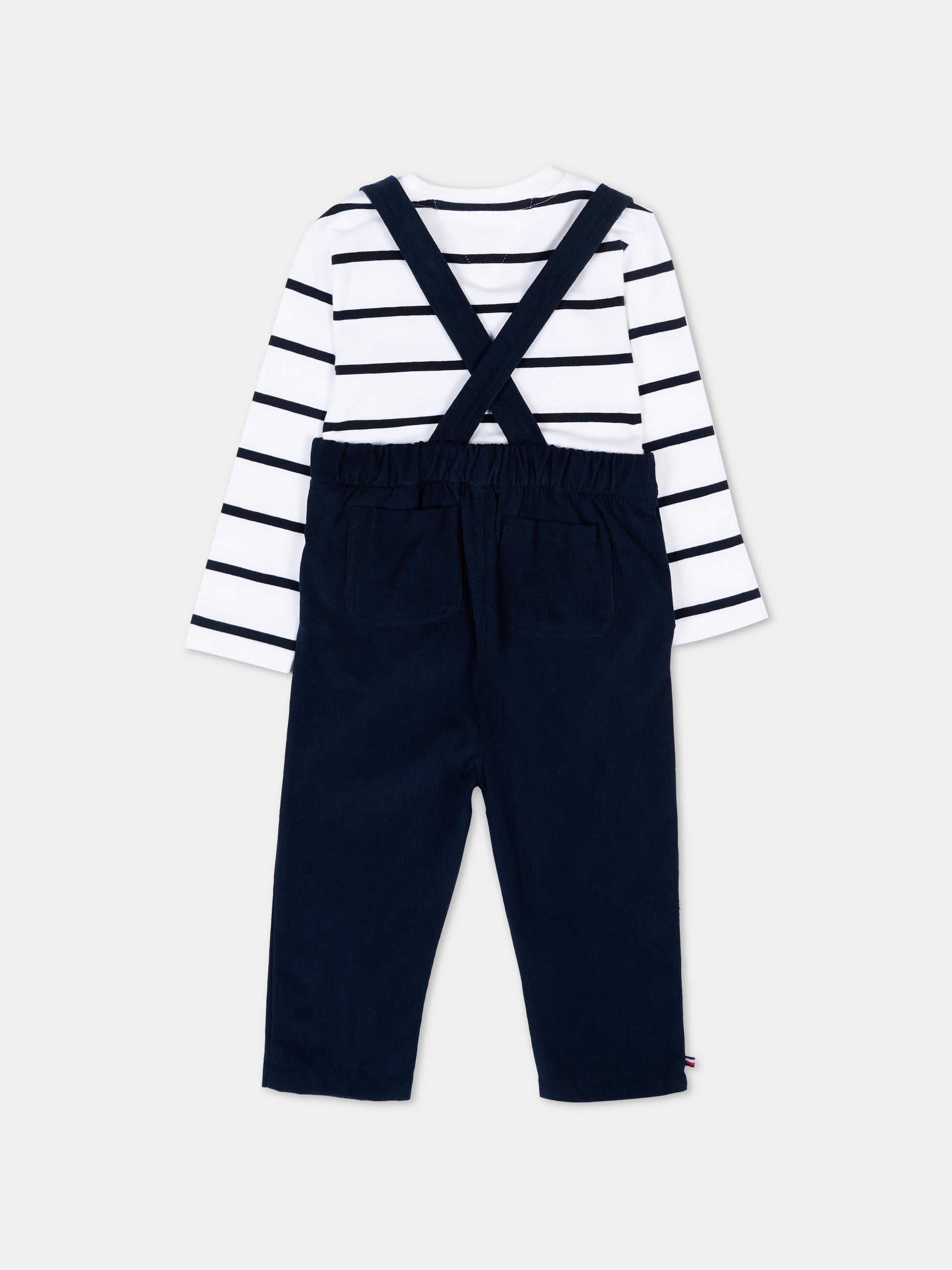 Salopette blu per neonato con Tommy Flag,Tommy Hilfiger Junior,KN0KN02107 C1G