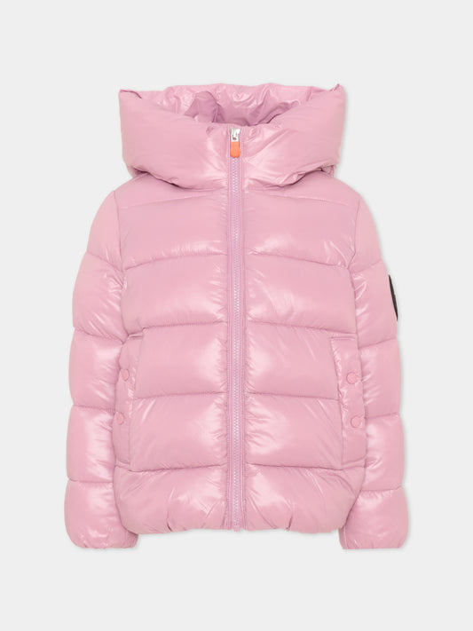 Piumino rosa per bambina con cappuccio,Save The Duck Kids,J31989G LOVE23 80044