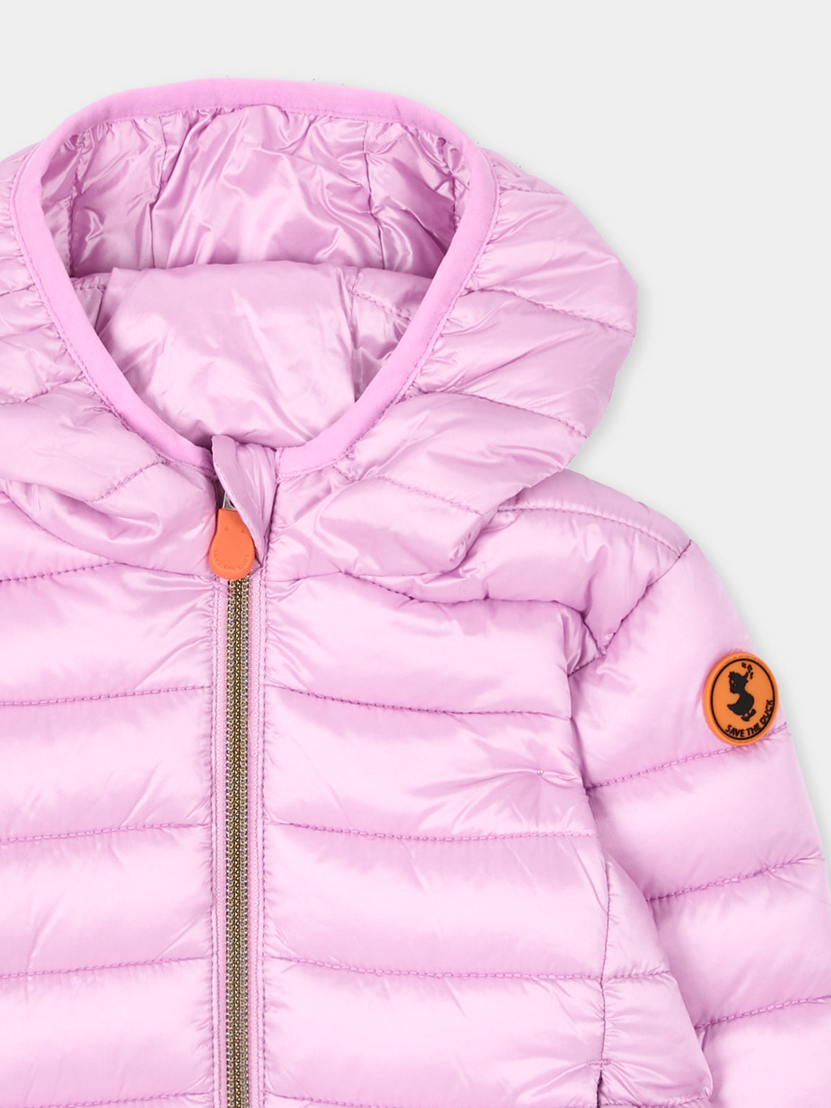 Piumino rosa per neonata con cappuccio,Save The Duck Kids,I33229X IRIS23 80055