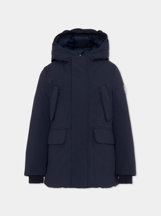 Piumino Theo blu per bambino con logo,Save The Duck Kids,P43180B SMEG21 90000