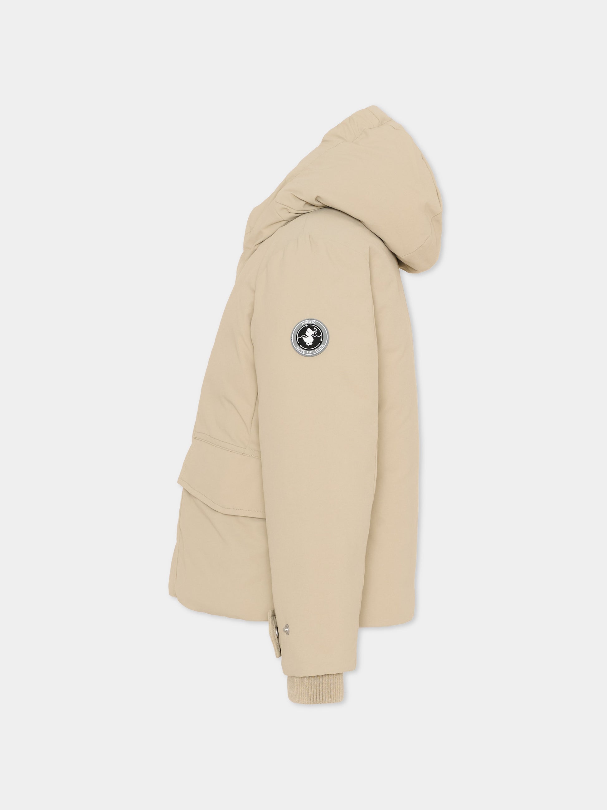 Piumino Benj beige per bambini con logo,Save The Duck Kids,P32292B COTO21 21651