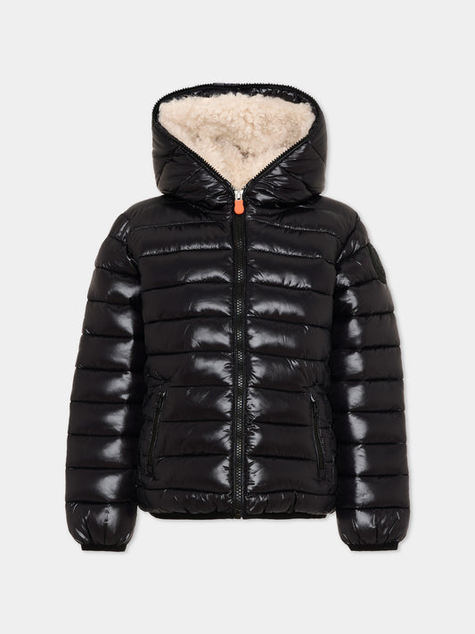 Piumino Gavin nero per bambini con logo,Save The Duck Kids,J30947B LOVE21 10000