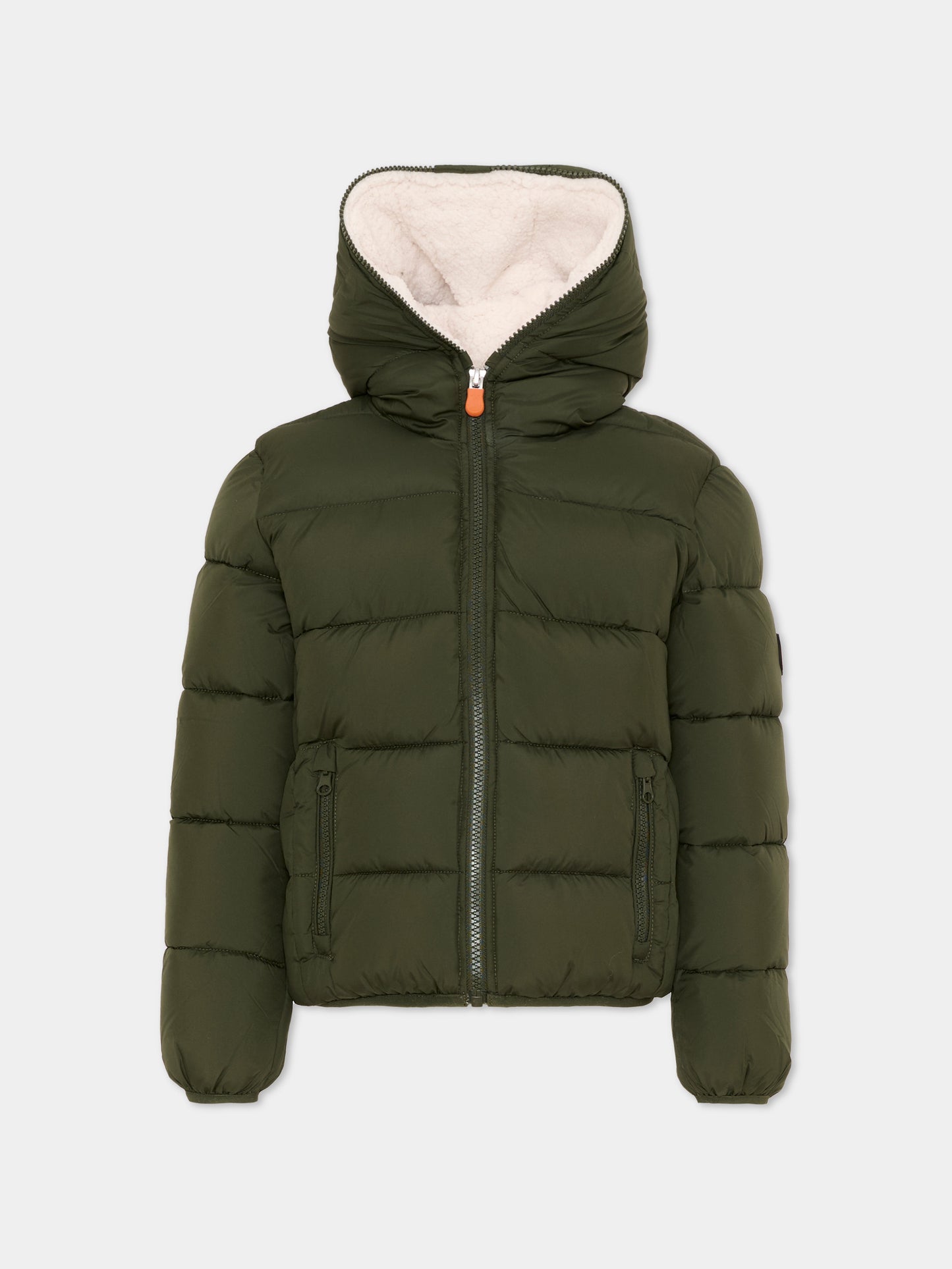 Piumino Chaz verde per bambino con logo,Save The Duck Kids,J31859B MIRO21 50012