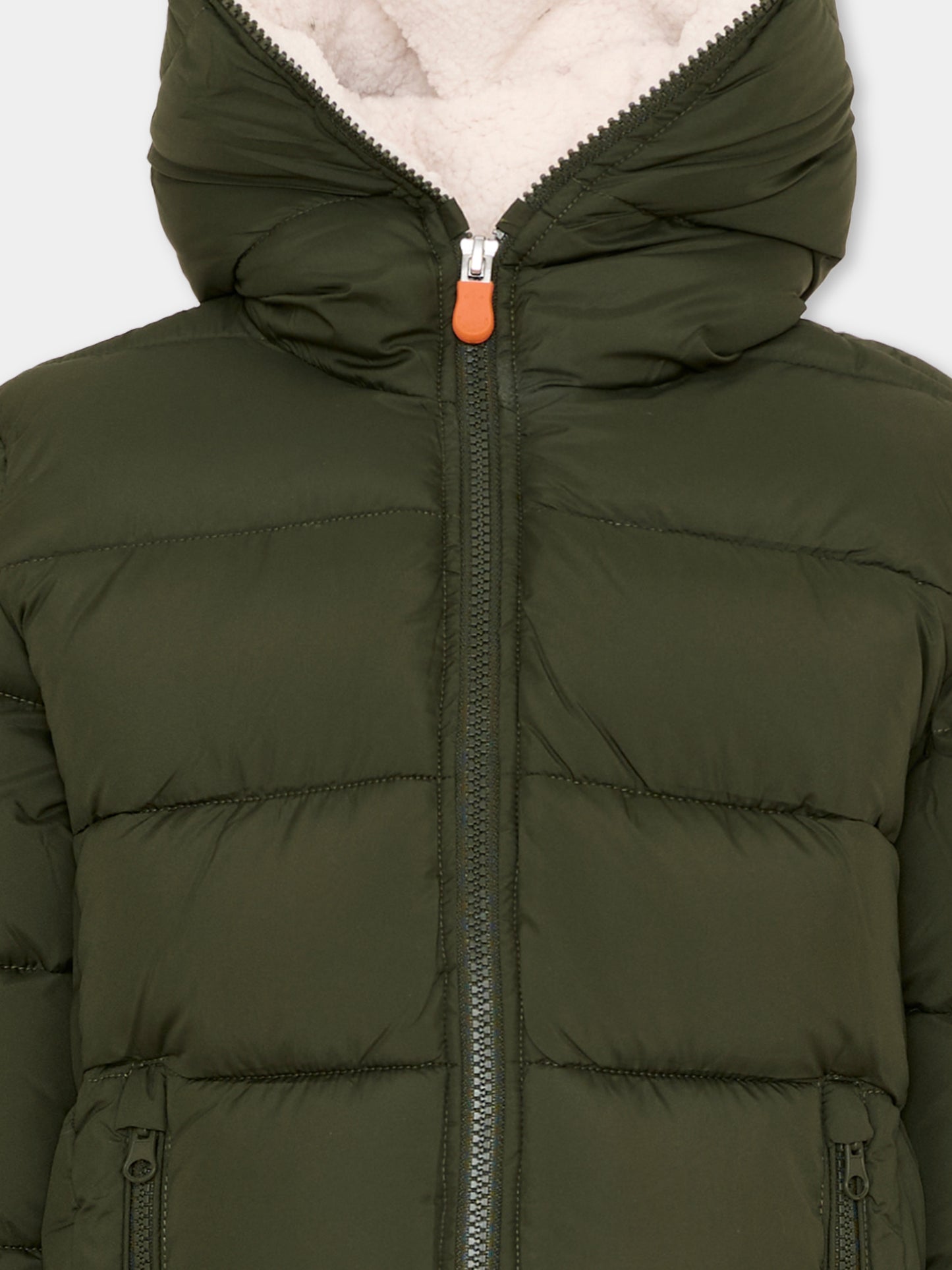 Piumino Chaz verde per bambino con logo,Save The Duck Kids,J31859B MIRO21 50012