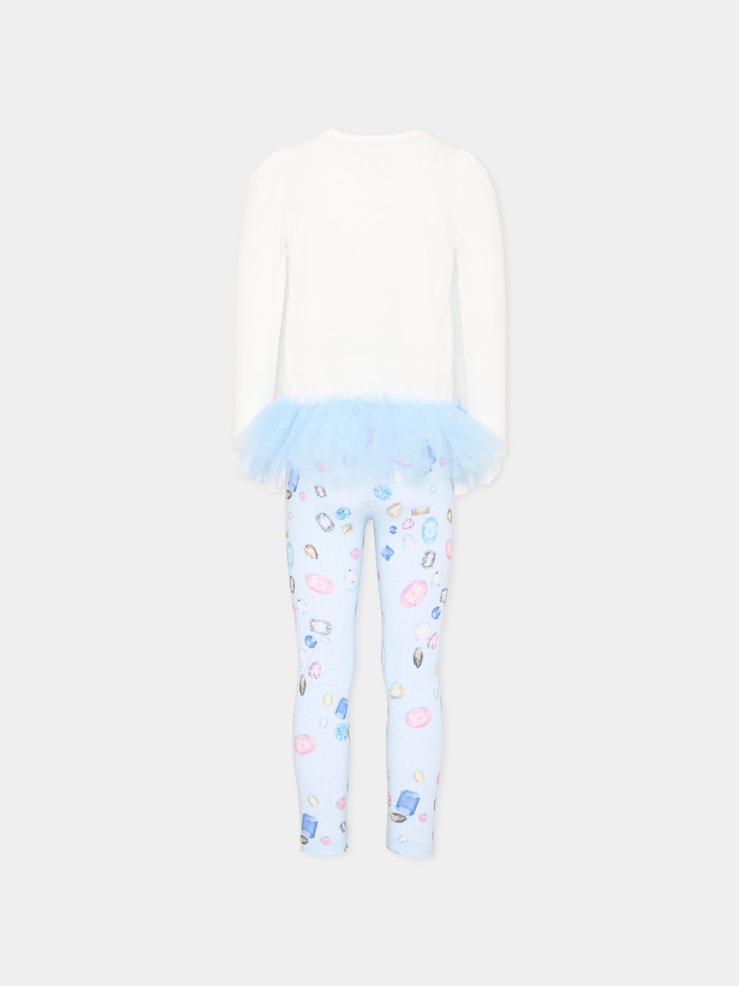 Completo sportivo multicolor per bambina con stampa gemme,Monnalisa,19F503 6013 0158