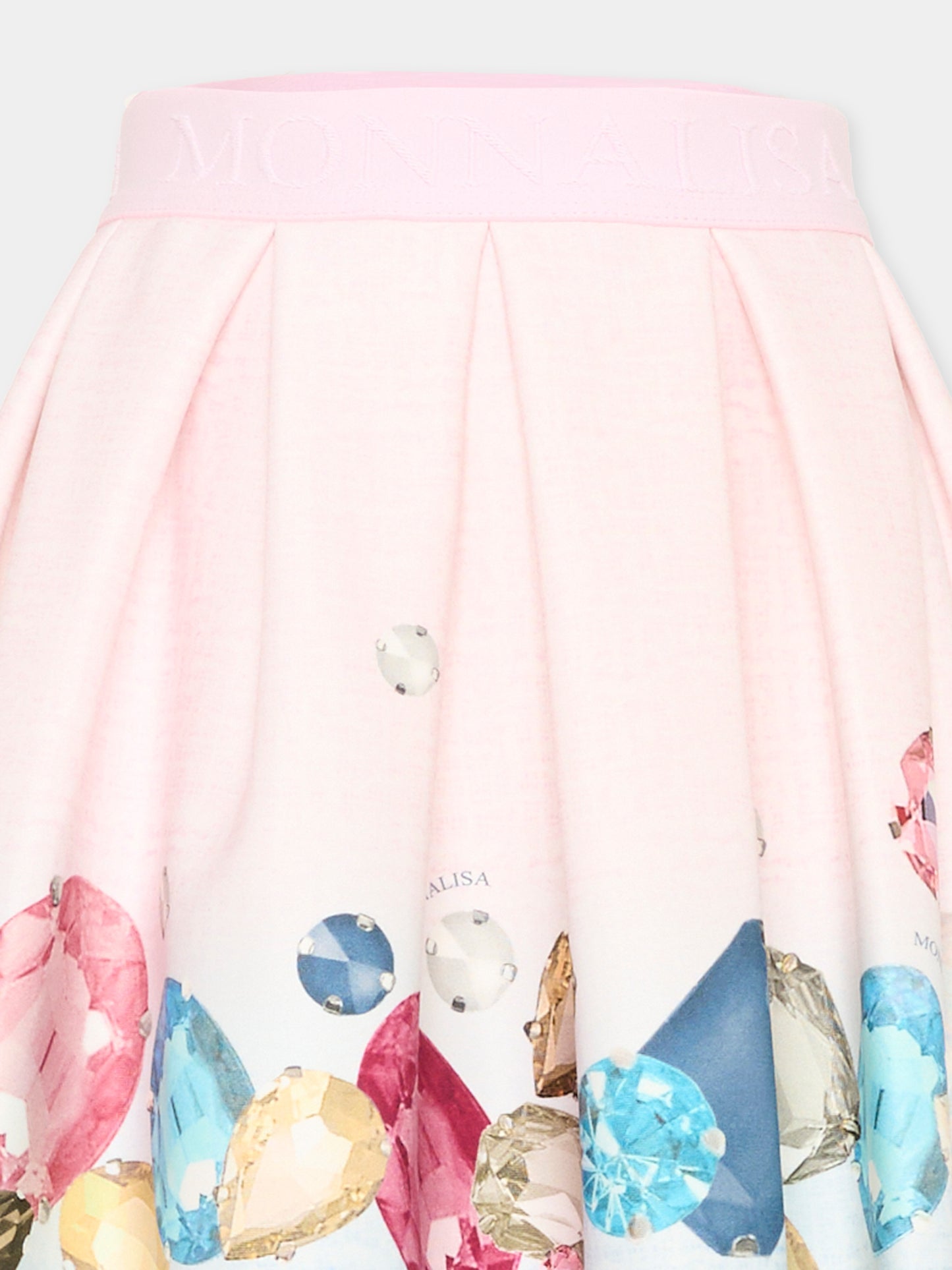 Gonna rosa per bambina con stampa gemme,Monnalisa,11F703 6622 9058