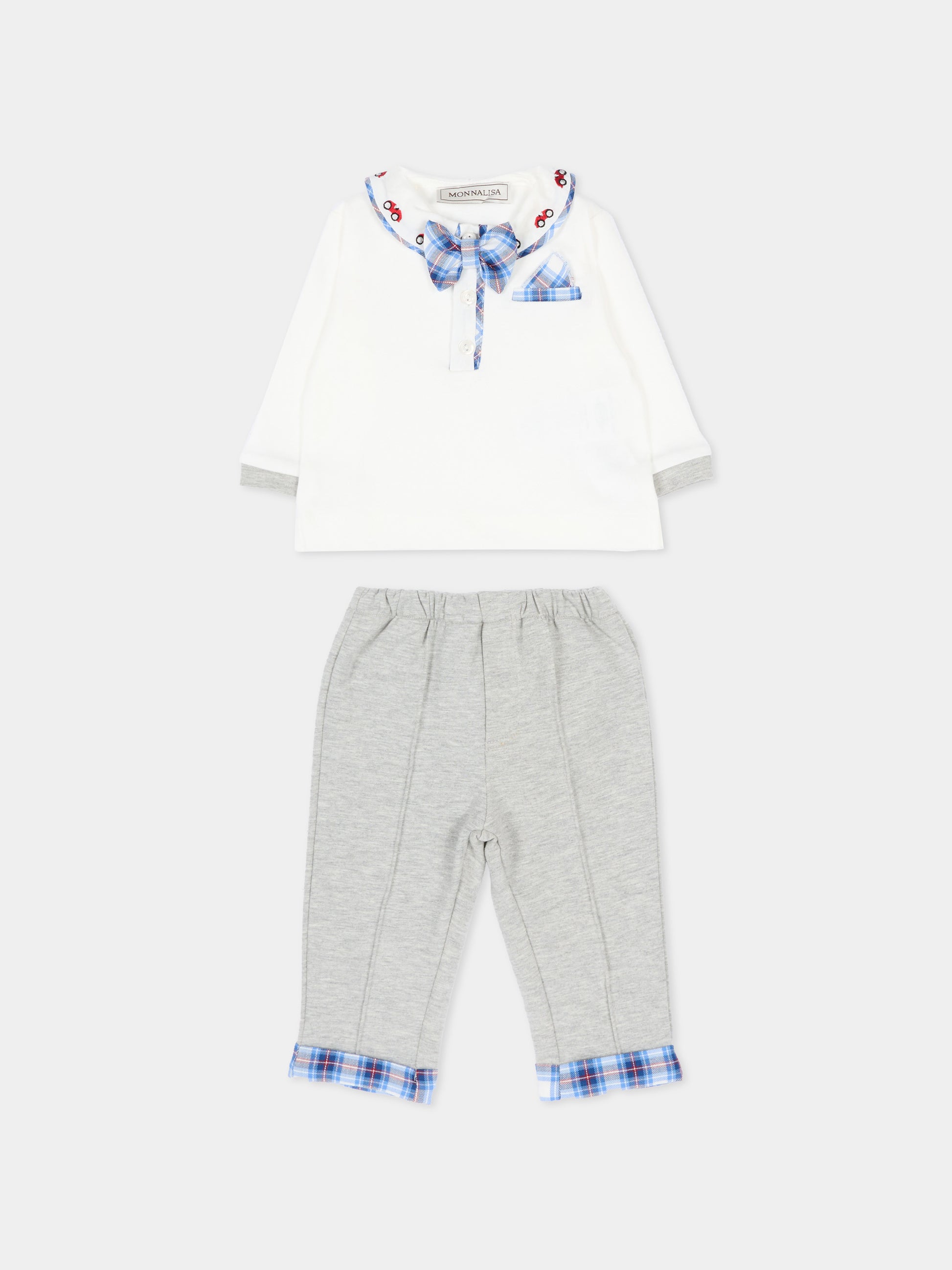 Completo elegante multicolor per neonato con papillon,Monnalisa,22F509 6000 0132