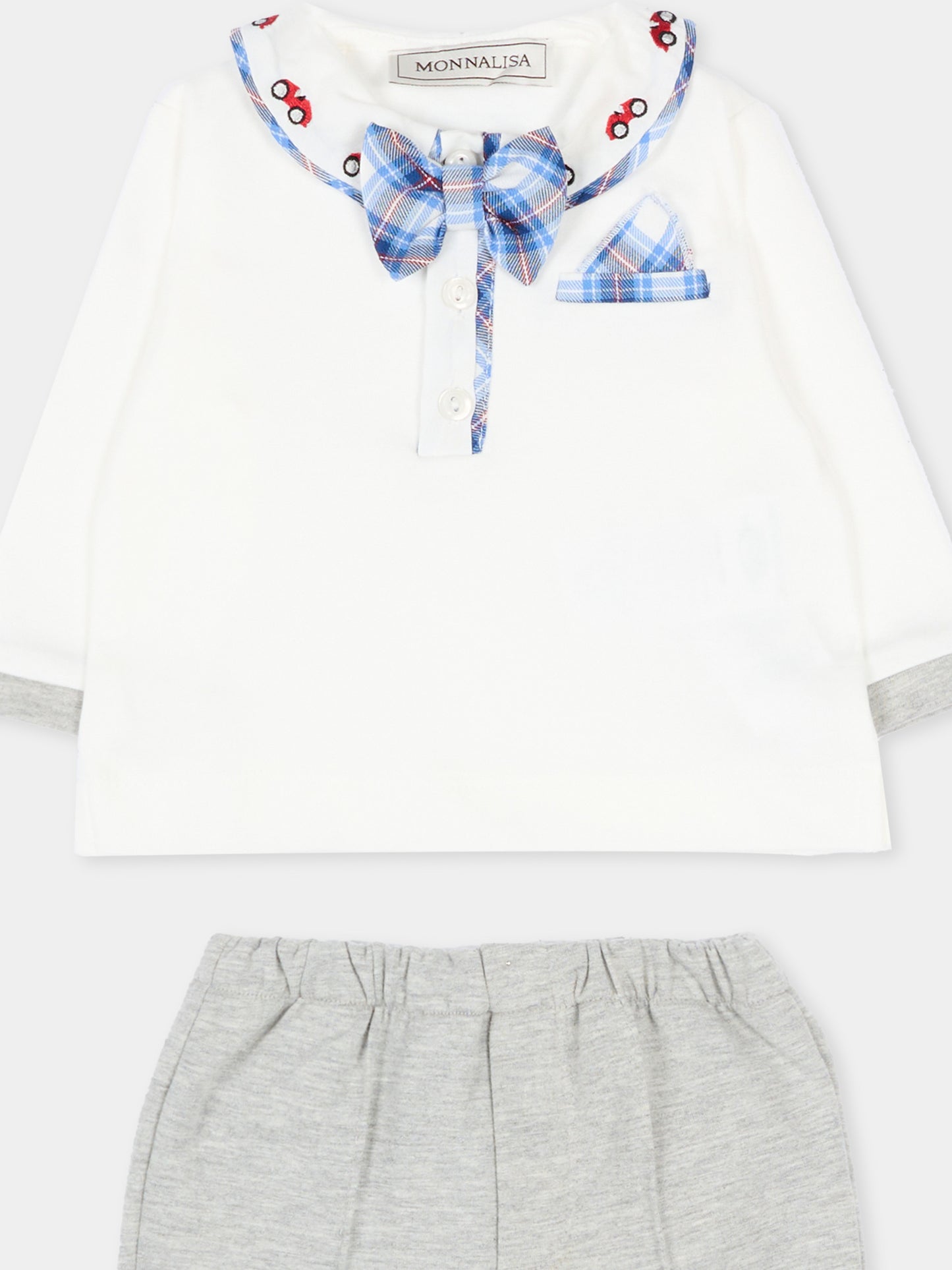 Completo elegante multicolor per neonato con papillon,Monnalisa,22F509 6000 0132