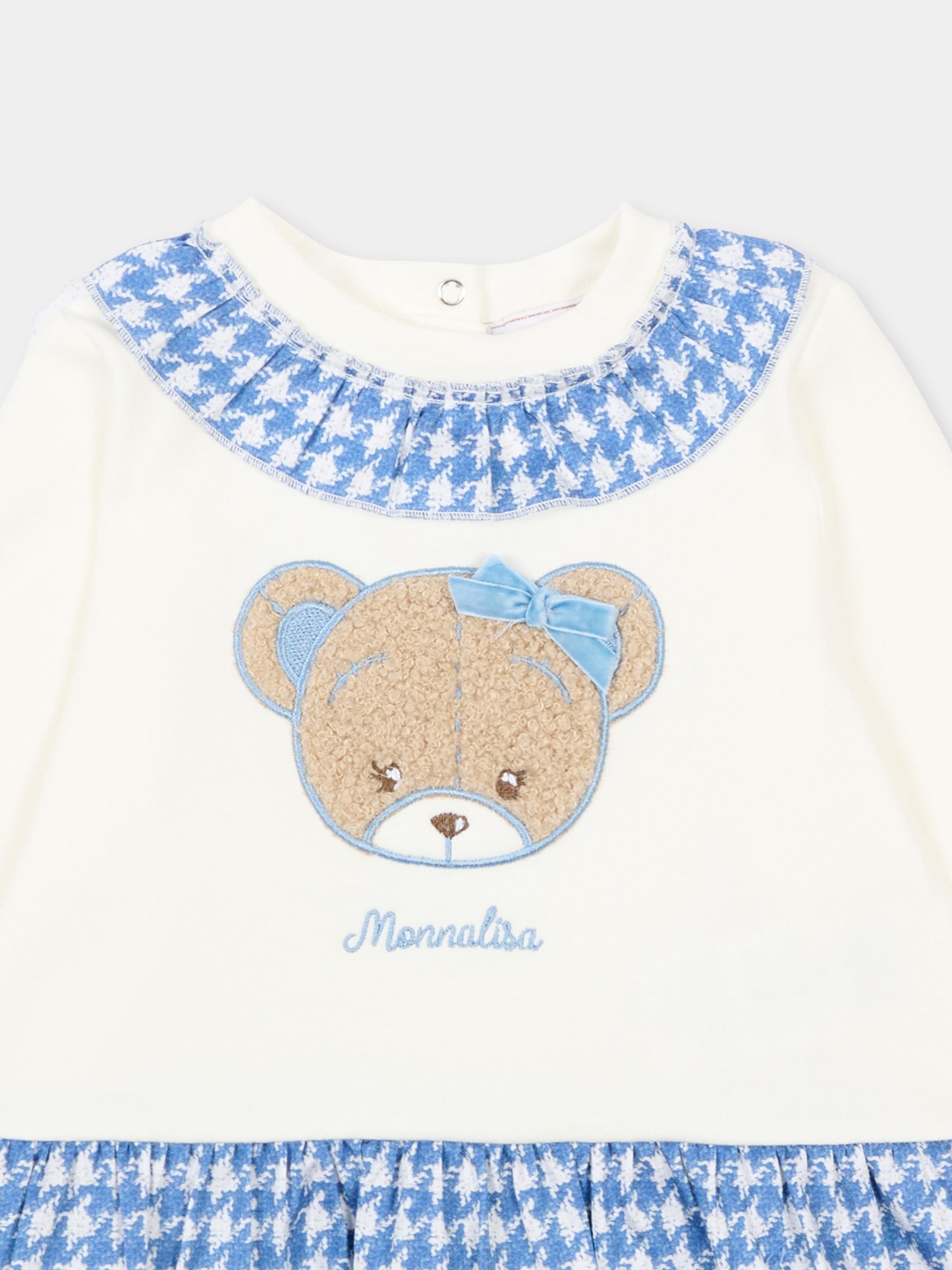 Felpa avorio per neonata con orsetto,Monnalisa,39F619 6004 0158