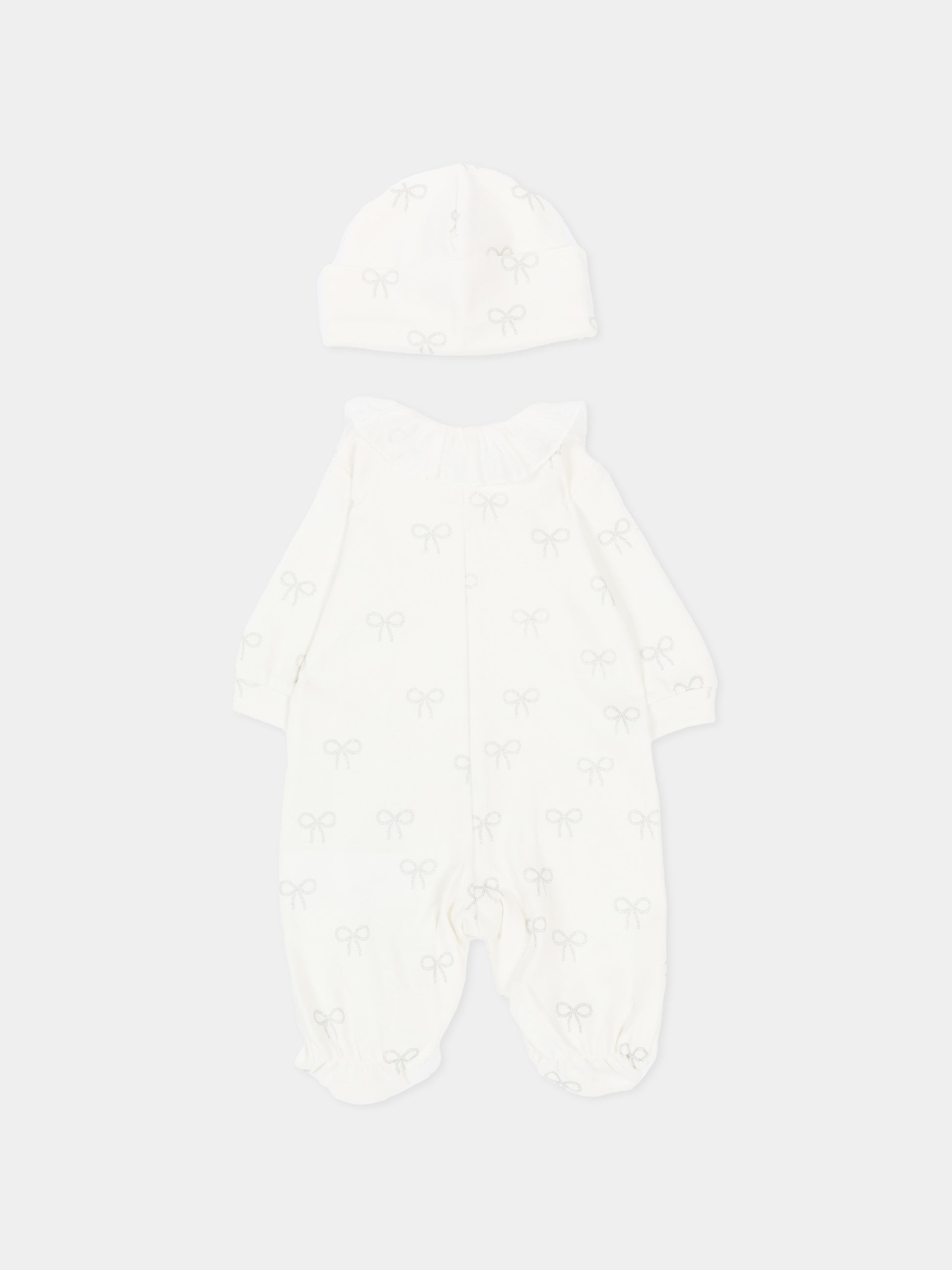 Set tutina avorio per neonati con stampa fiocchi,Monnalisa,35F504 6000 0001