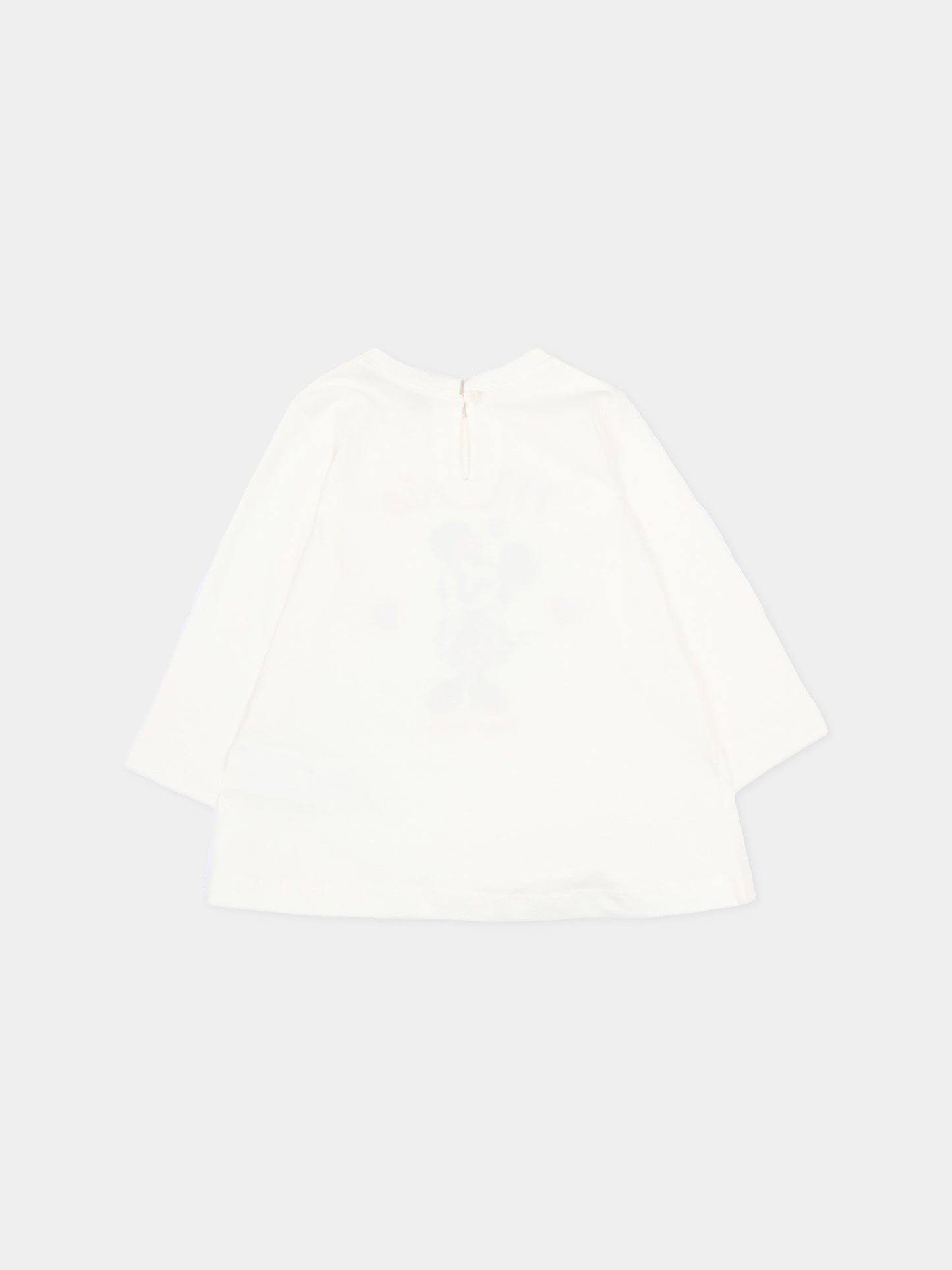 T-Shirt avorio per neonata con stampa Minnie,Monnalisa,39F616 6005 0001