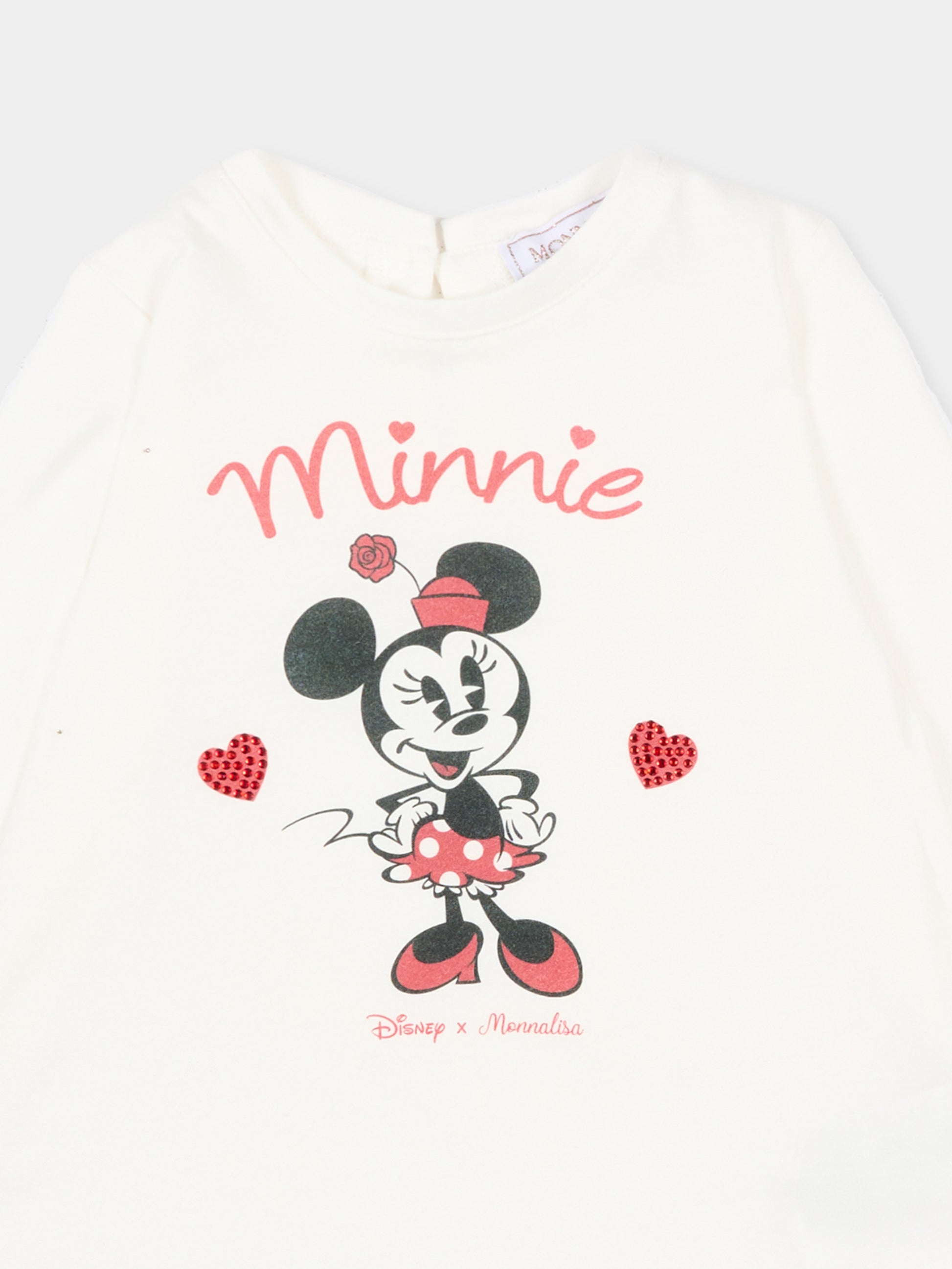 T-Shirt avorio per neonata con stampa Minnie,Monnalisa,39F616 6005 0001