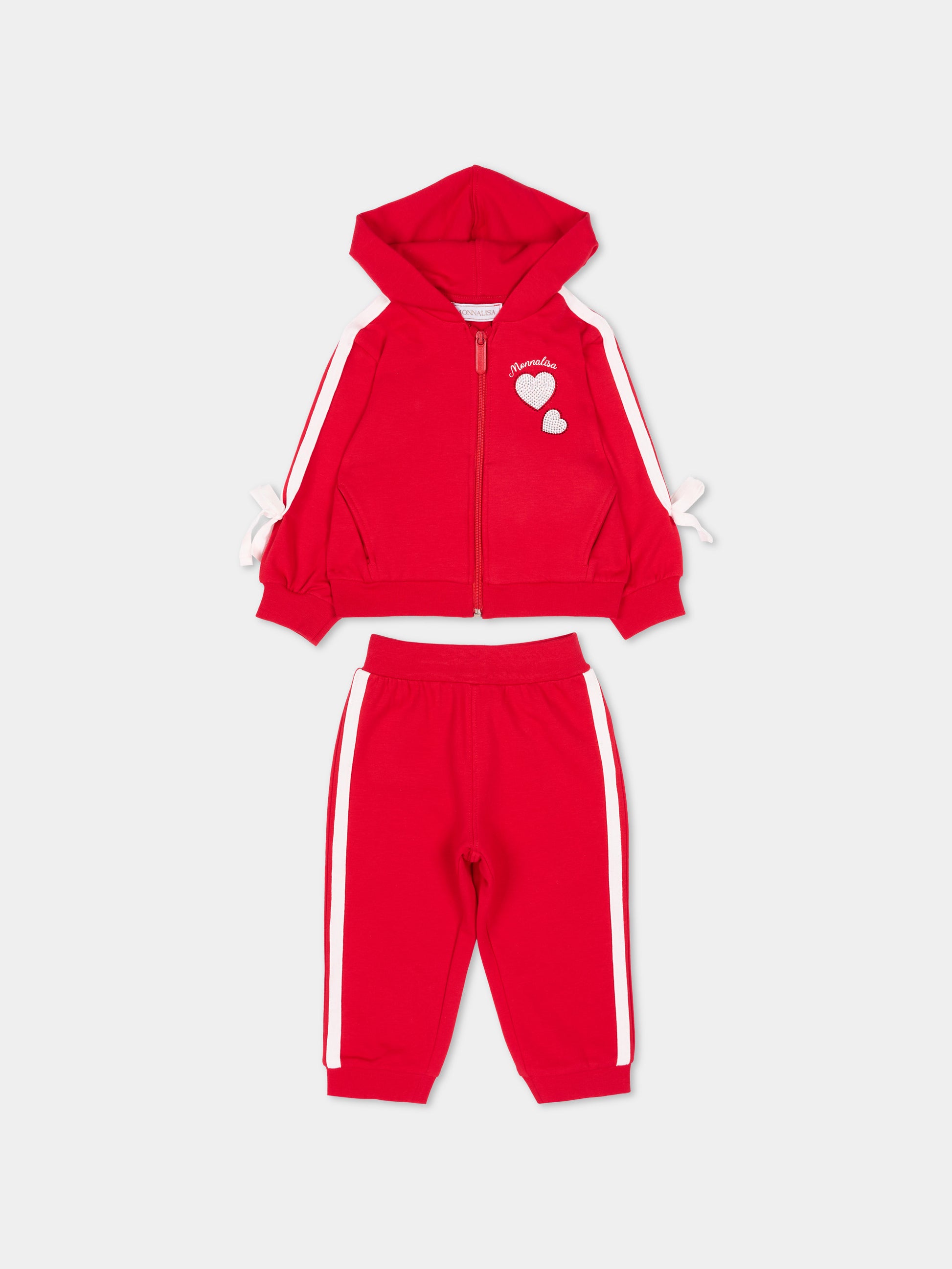Completo sportivo rosso per neonata con fiocchi,Monnalisa,39F503NP 6004 0043