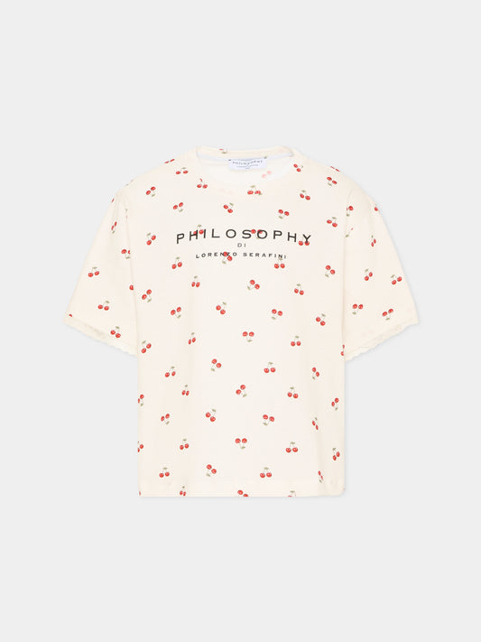 T-Shirt multicolor per bambina con ciliegie,Philosophy,I1F611 6607 P243