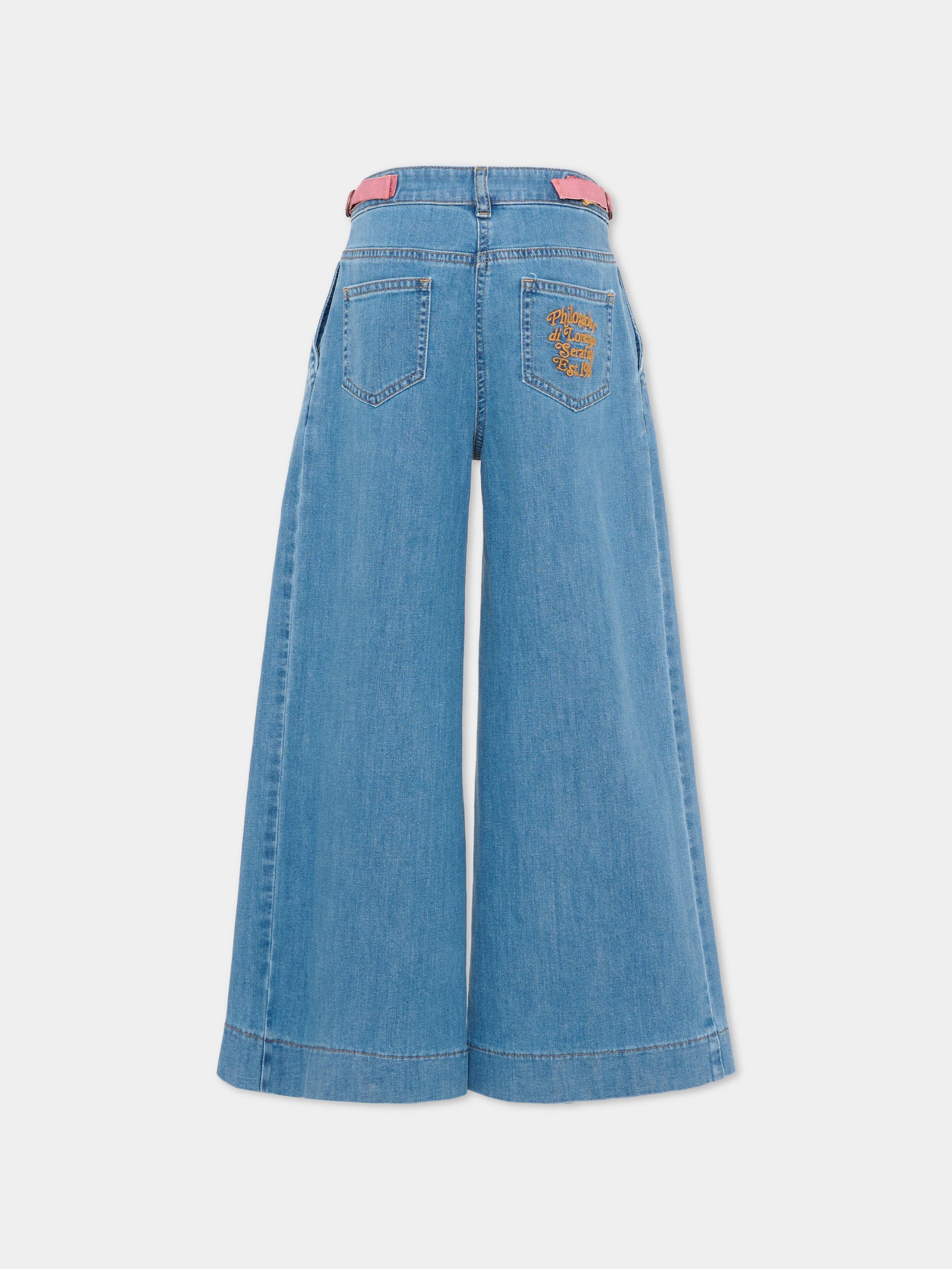 Jeans denim per bambina con logo ricamato,Philosophy,I9F403 6044 P062