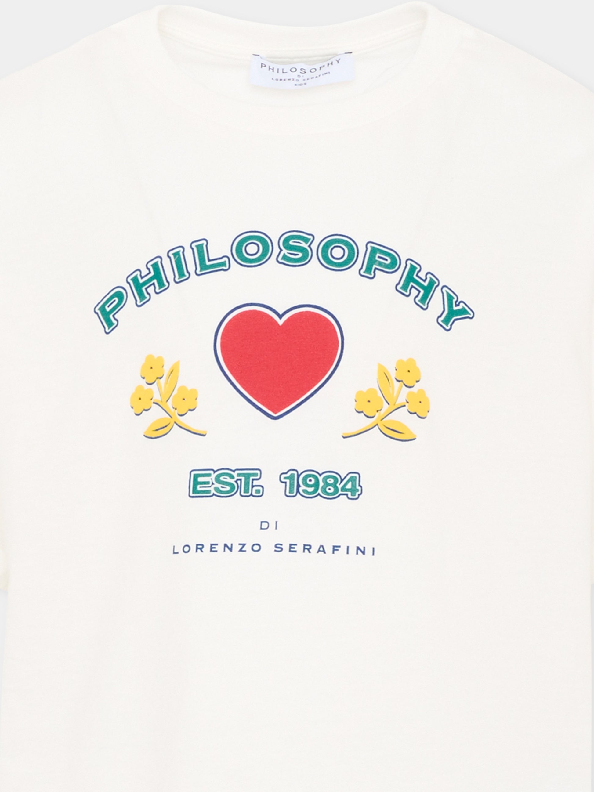 T-Shirt avorio per bambina con logo,Philosophy,I1F613 6203 P001