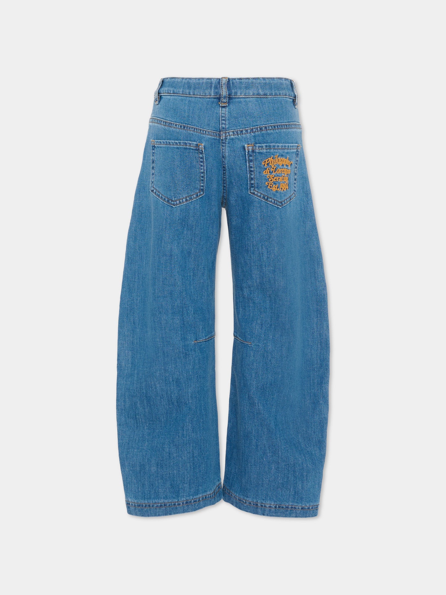 Jeans denim per bambina con logo ricamato,Philosophy,I9F412 6044 P062