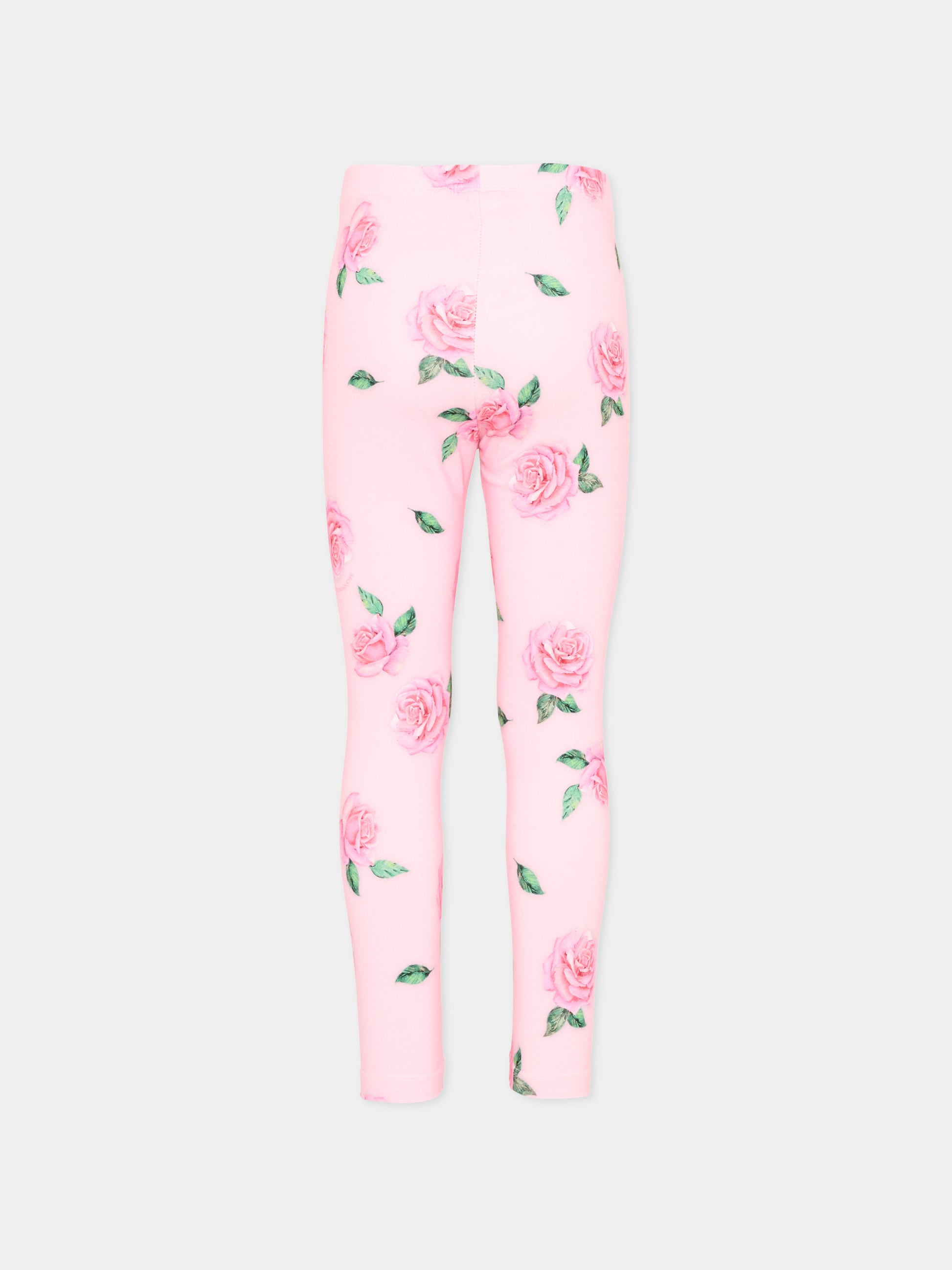 Leggings rosa per bambina con rose,Monnalisa,11F409 6654 0093